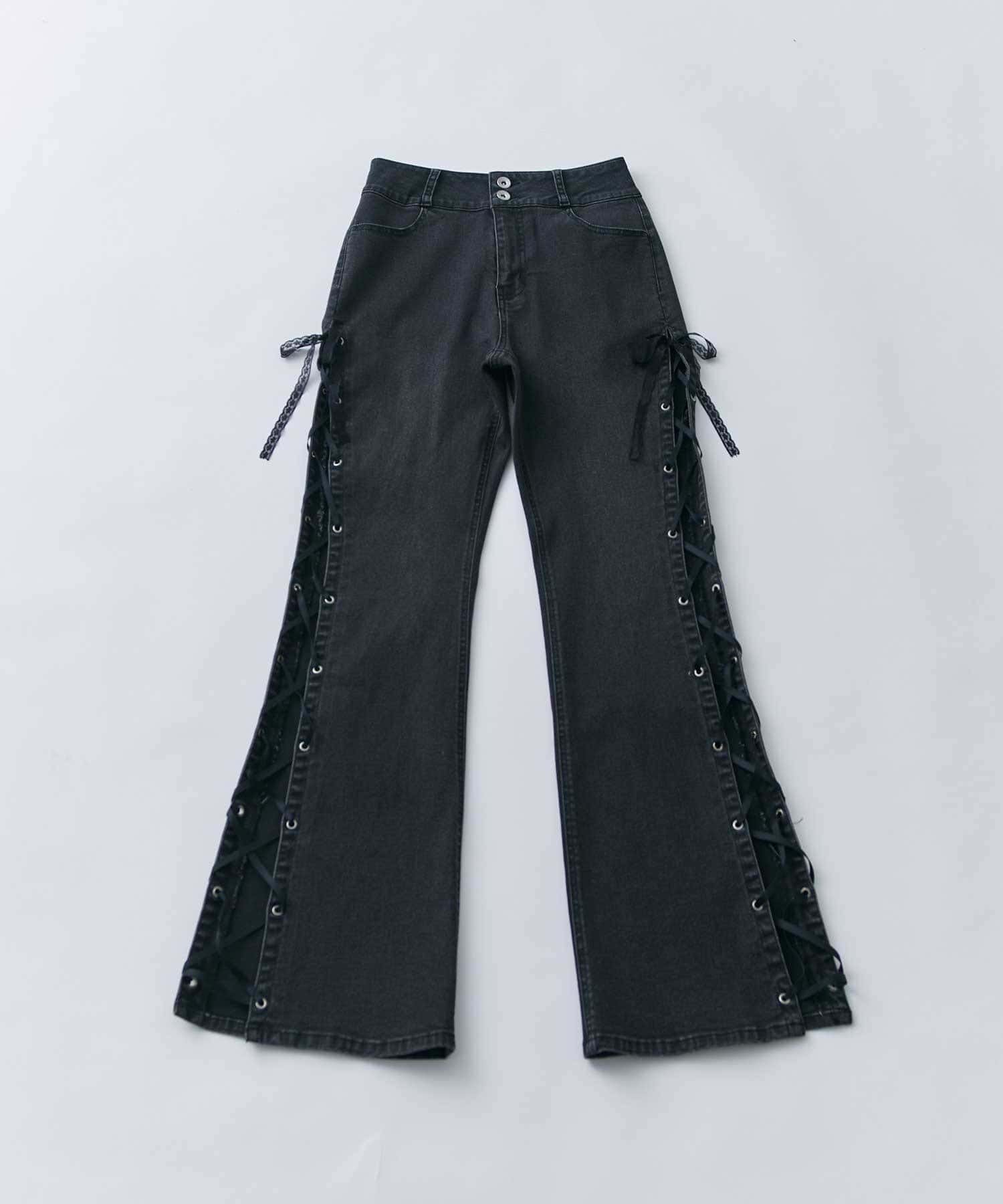 Belle Charme(ベルシャルム) Side Lace-up Flare Denim