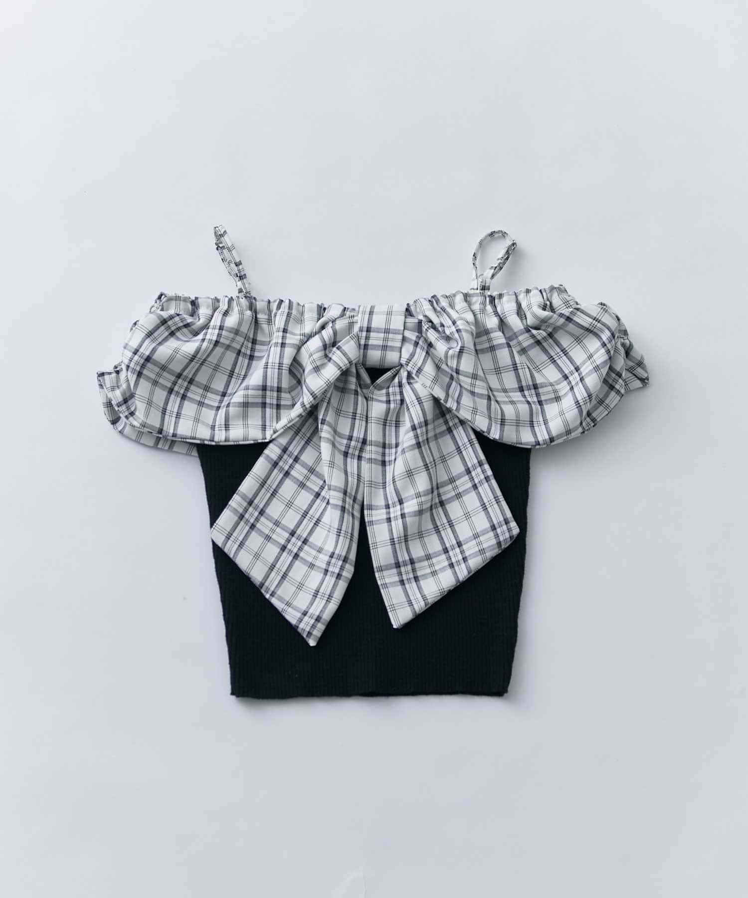 Belle Charme(ベルシャルム) Front Ribbon Offshoulder Tops