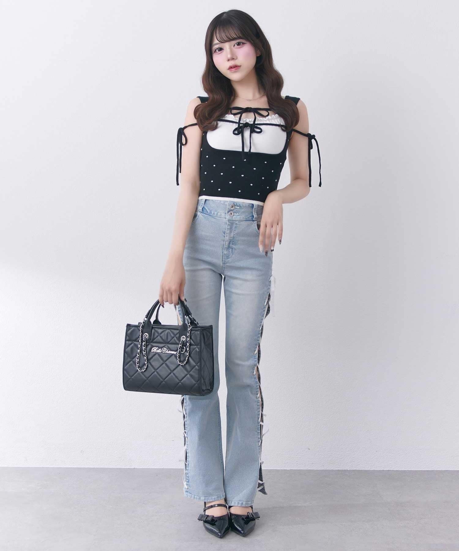 Belle Charme(ベルシャルム) Double Ribbon Knit Tank