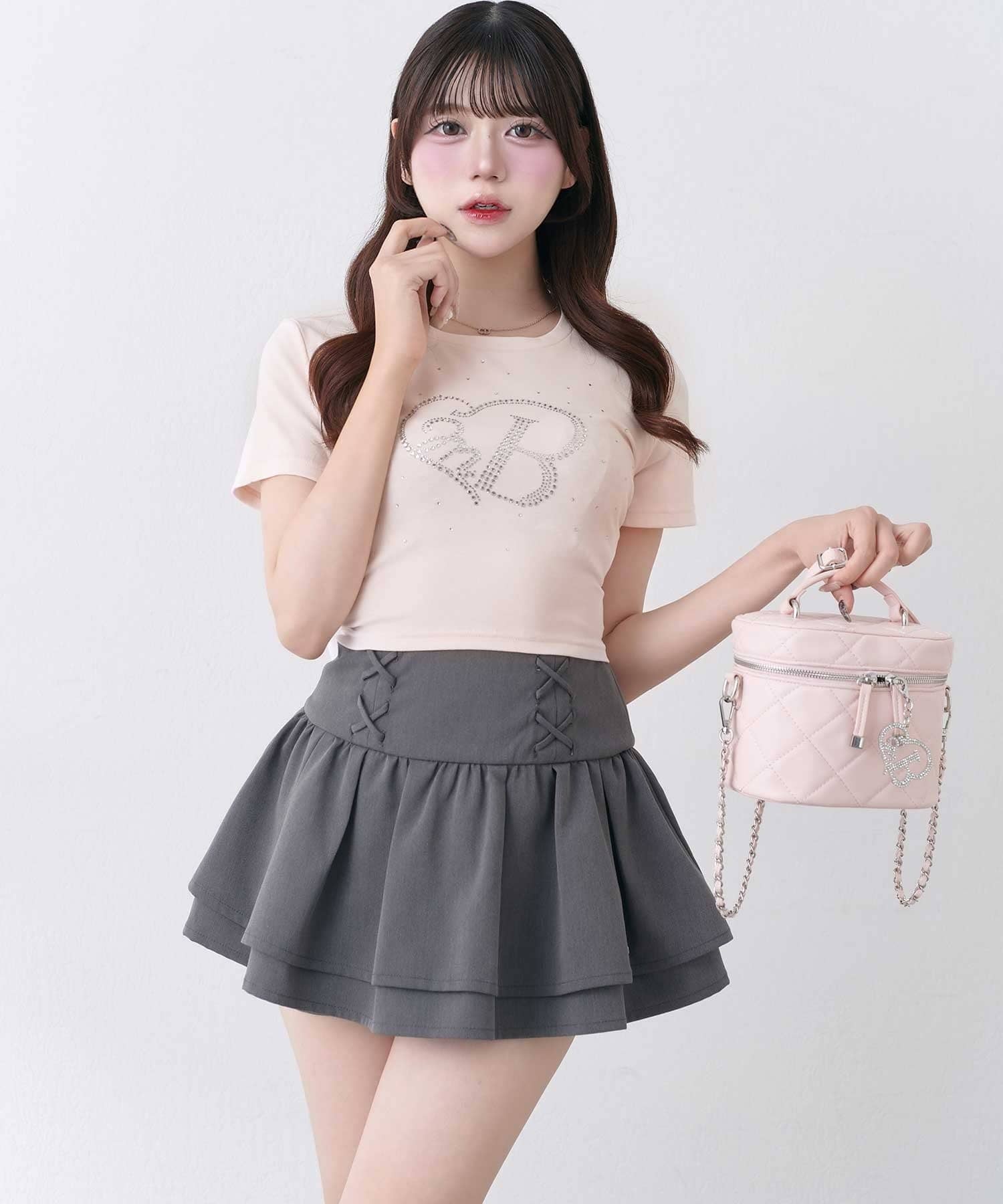 Belle Charme(ベルシャルム) Back Ribbon Glitter Logo Tee