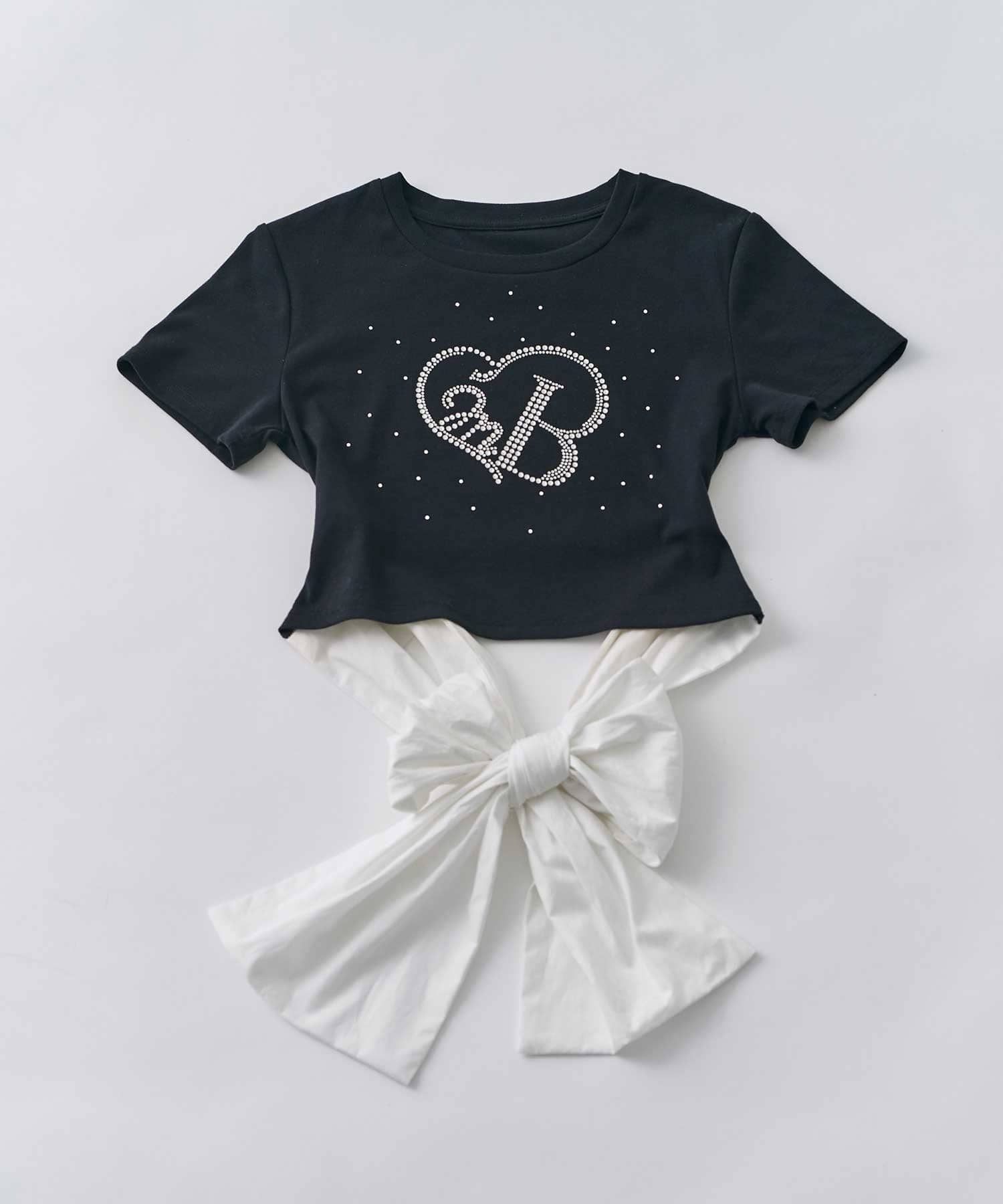 Belle Charme(ベルシャルム) Back Ribbon Glitter Logo Tee