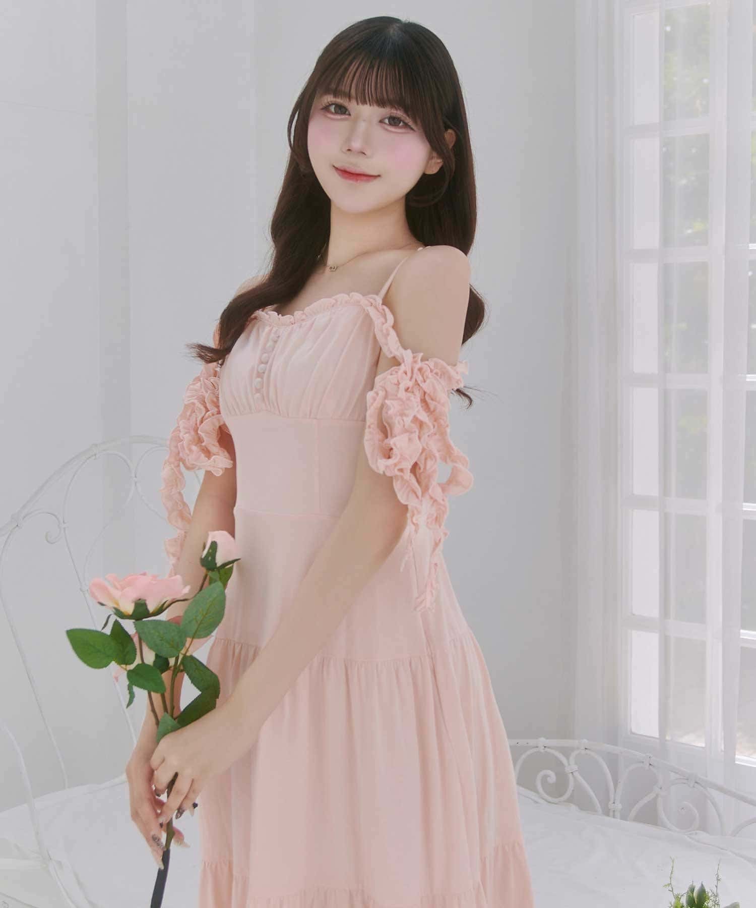 Belle Charme(ベルシャルム) Soft Frill Cami Long Onepice