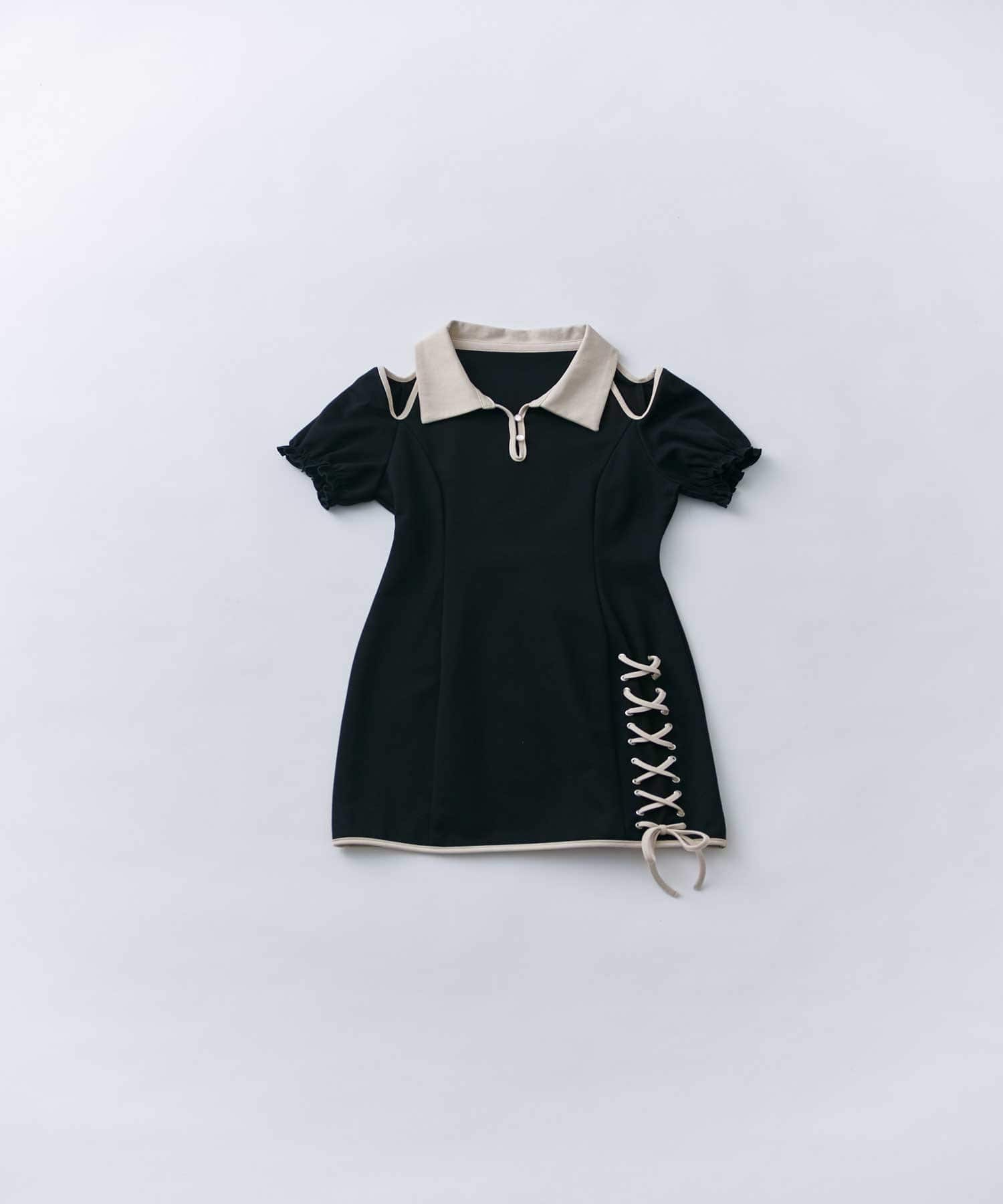 Belle Charme(ベルシャルム) Lace-up Polo Mini Onepiece