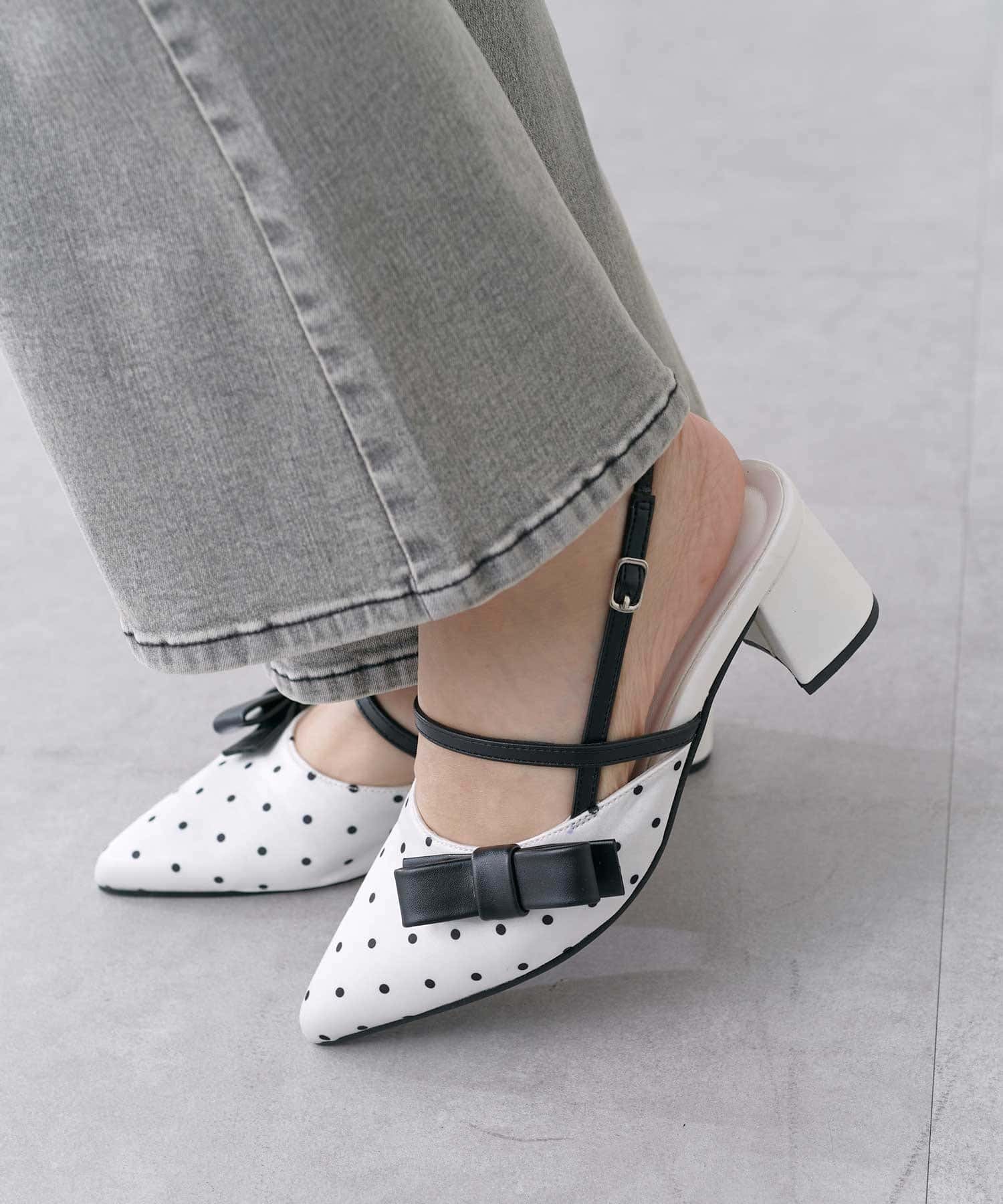 Belle Charme(ベルシャルム) Elegant Ribbon Mules