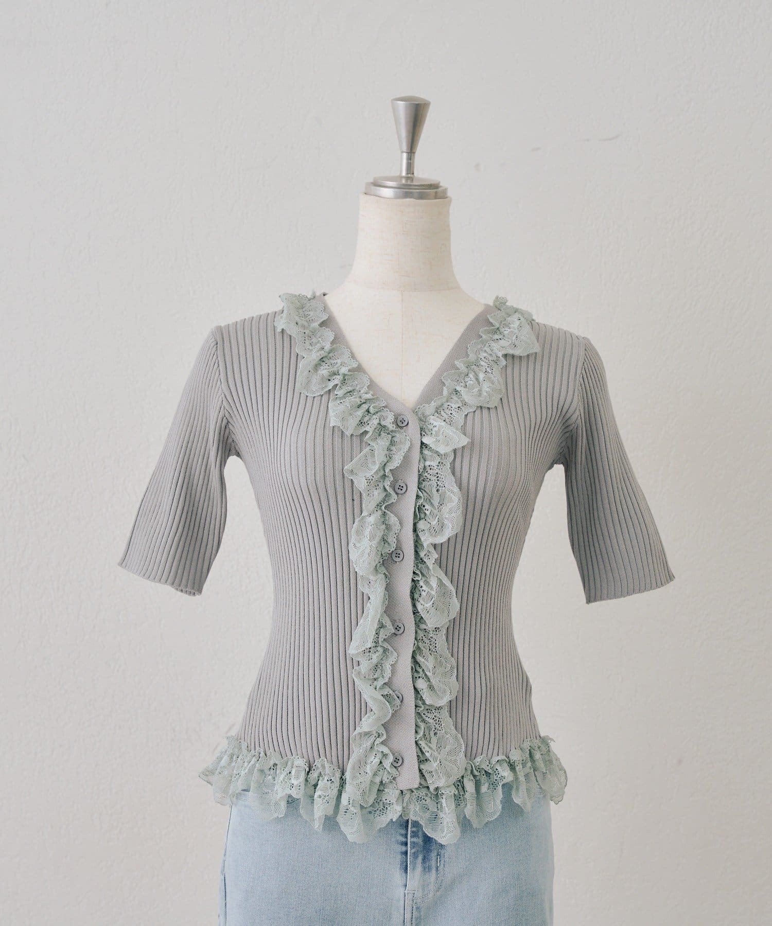 NICE CLAUP / OLIVE des OLIVE OUTLET(ナイスクラップ  / オリーブ デ オリーブ アウトレット) 【ANOTHER BRANCH】レース付カーディガン