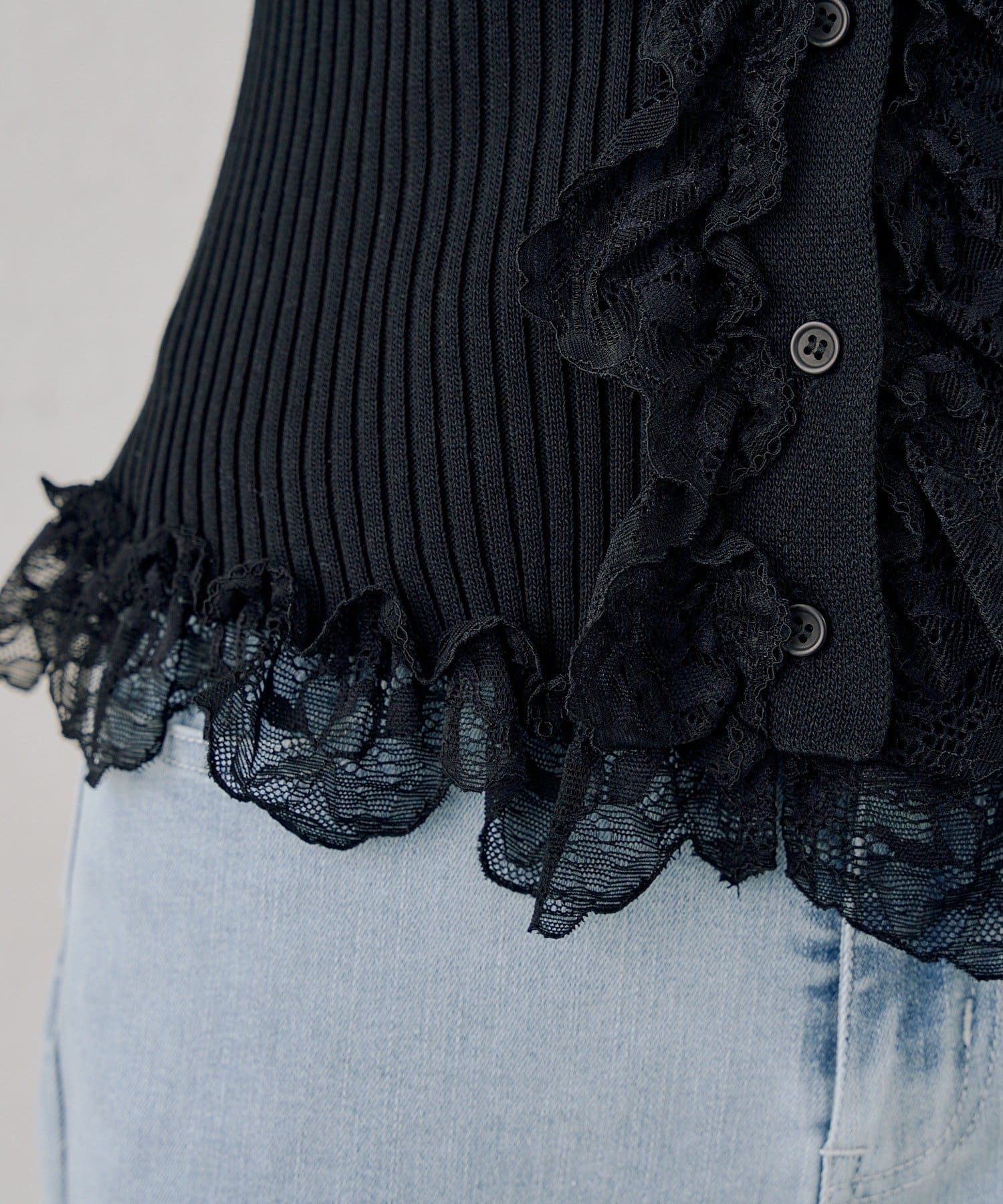 NICE CLAUP / OLIVE des OLIVE OUTLET(ナイスクラップ  / オリーブ デ オリーブ アウトレット) 【ANOTHER BRANCH】レース付カーディガン