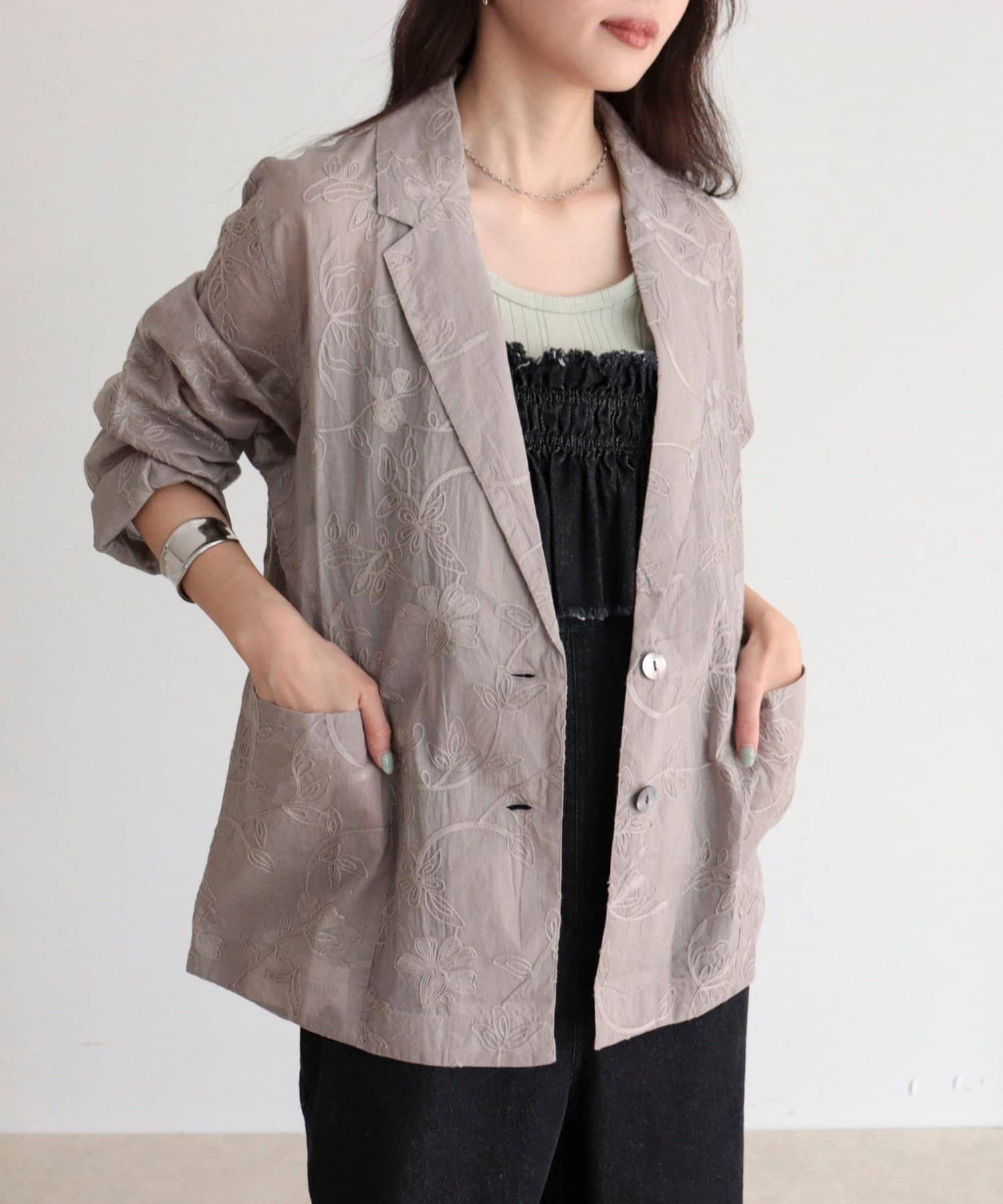 FREDY & GLOSTER(フレディ アンド グロスター) 【MADE IN INDIA】シアー刺繍ジャケット