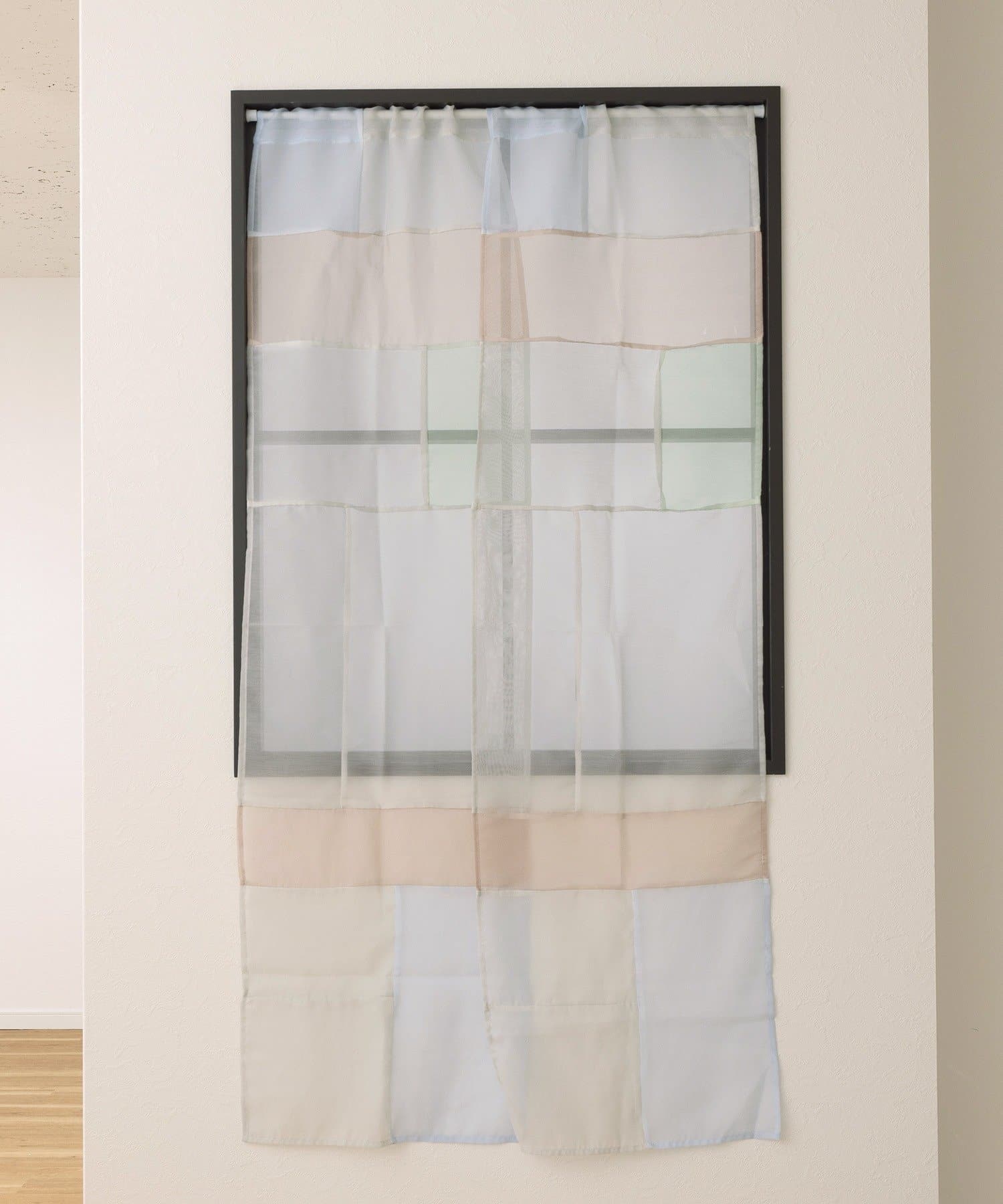 3COINS(スリーコインズ) カラーパッチワークセパレートカーテン：150×43cm