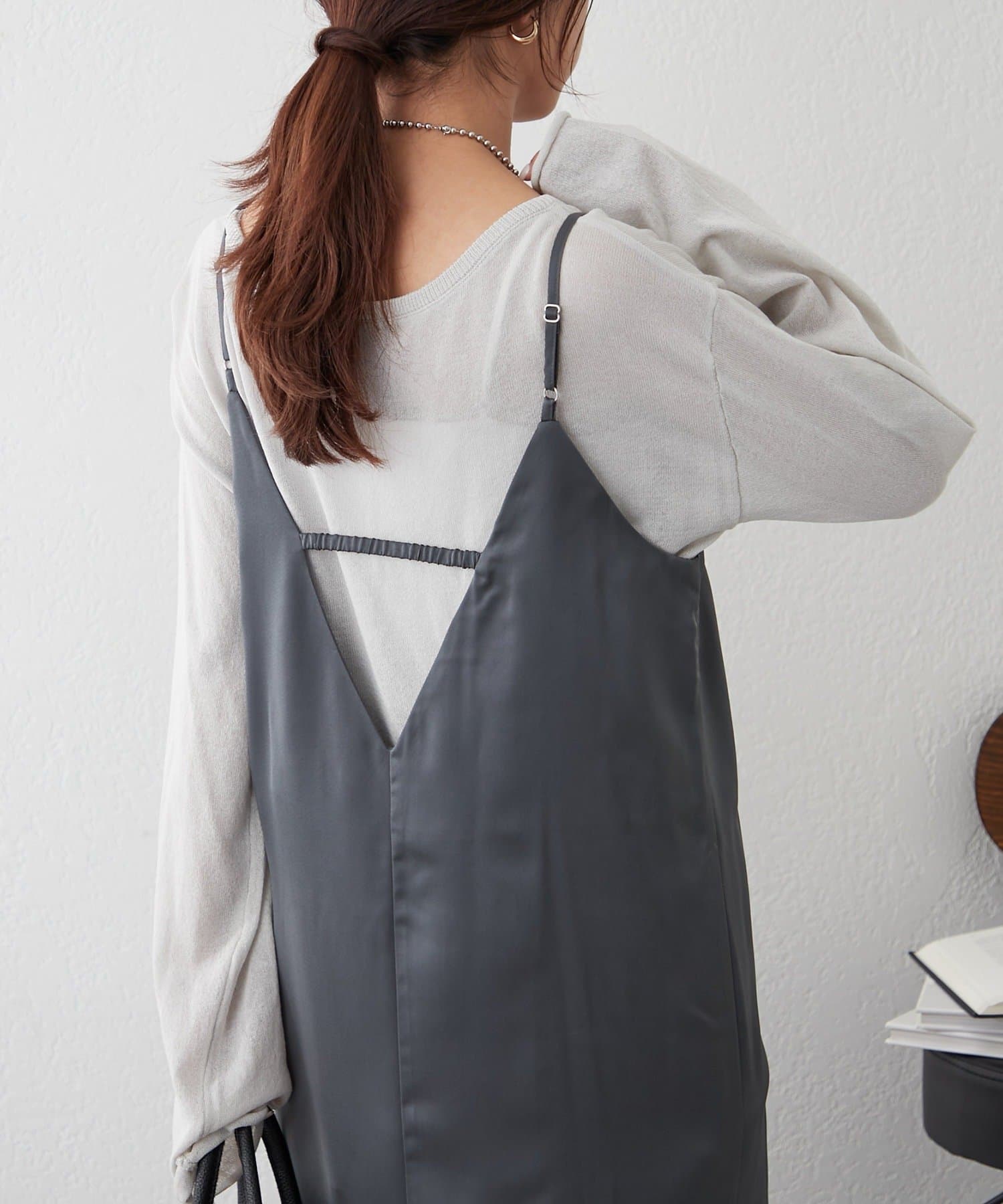 NICE CLAUP / OLIVE des OLIVE OUTLET(ナイスクラップ  / オリーブ デ オリーブ アウトレット) 【RMAF】とろみサテンキャミワンピース