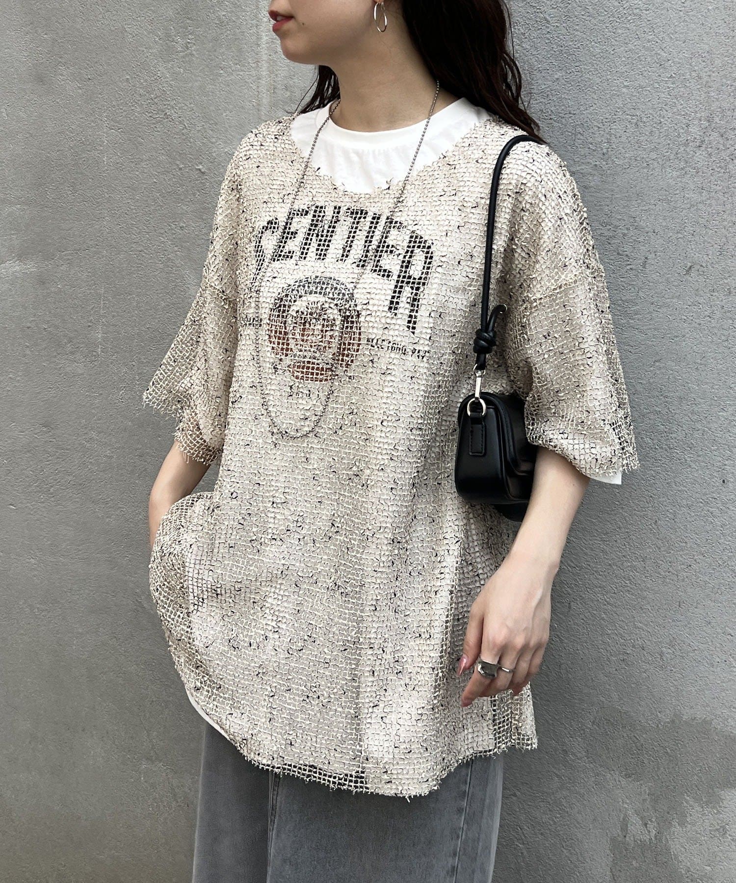 NICE CLAUP / OLIVE des OLIVE OUTLET(ナイスクラップ  / オリーブ デ オリーブ アウトレット) 【NUNIFE】メランジメッシュプルオーバー