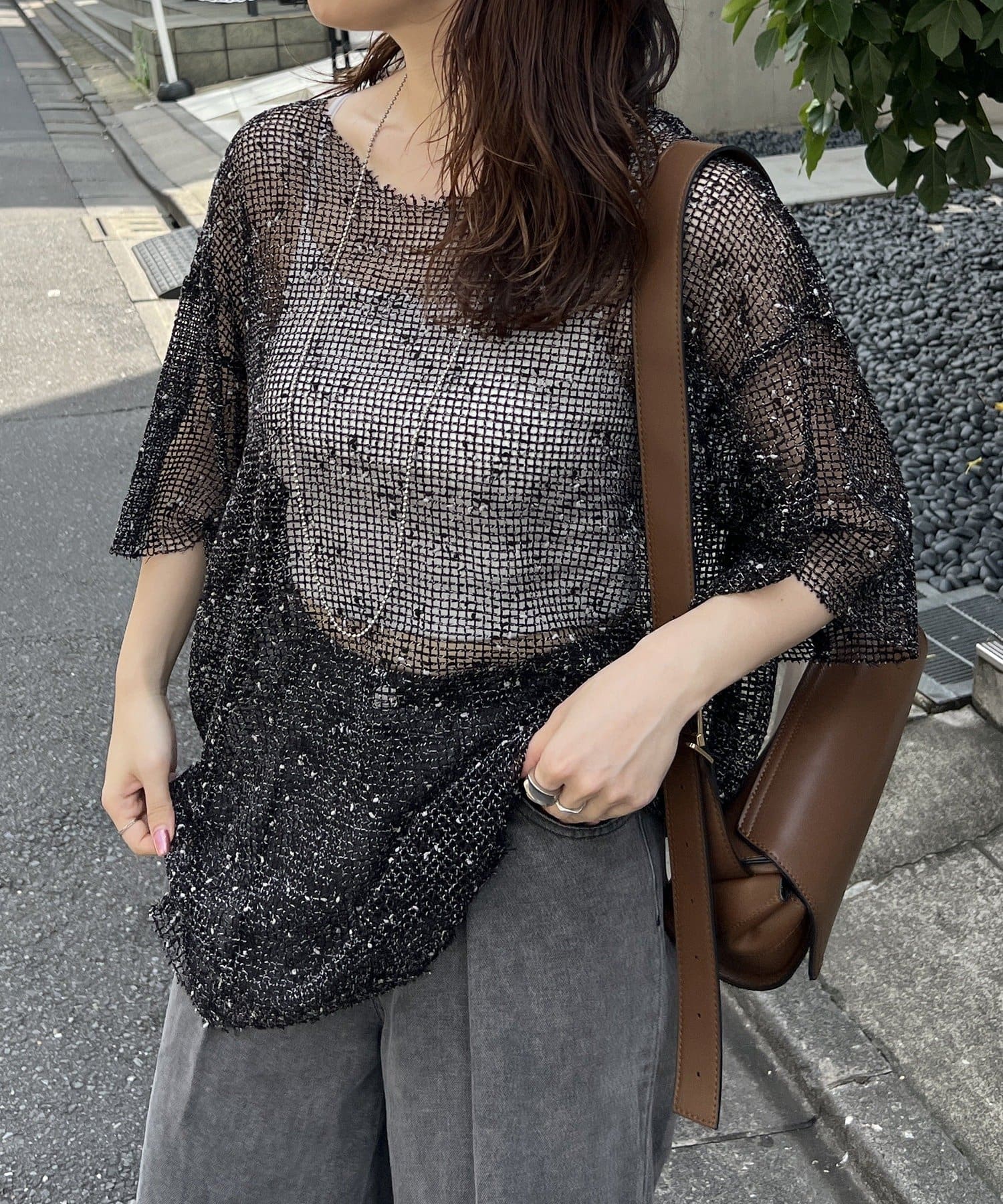 NICE CLAUP / OLIVE des OLIVE OUTLET(ナイスクラップ  / オリーブ デ オリーブ アウトレット) 【NUNIFE】メランジメッシュプルオーバー