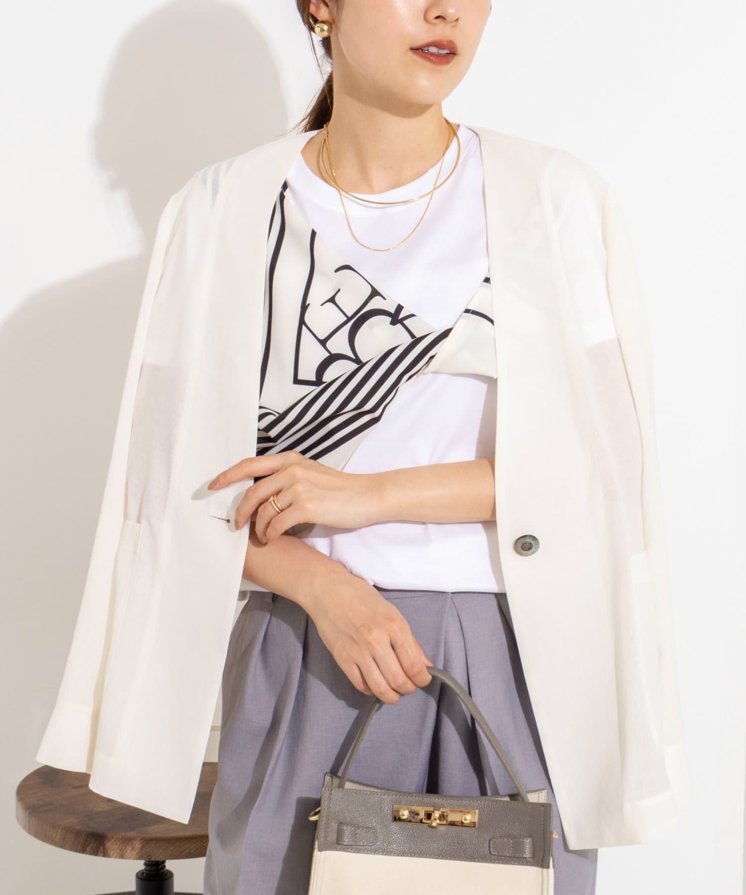 NOLLEY'S(ノーリーズ) ウォッシャブルスカーフTシャツ