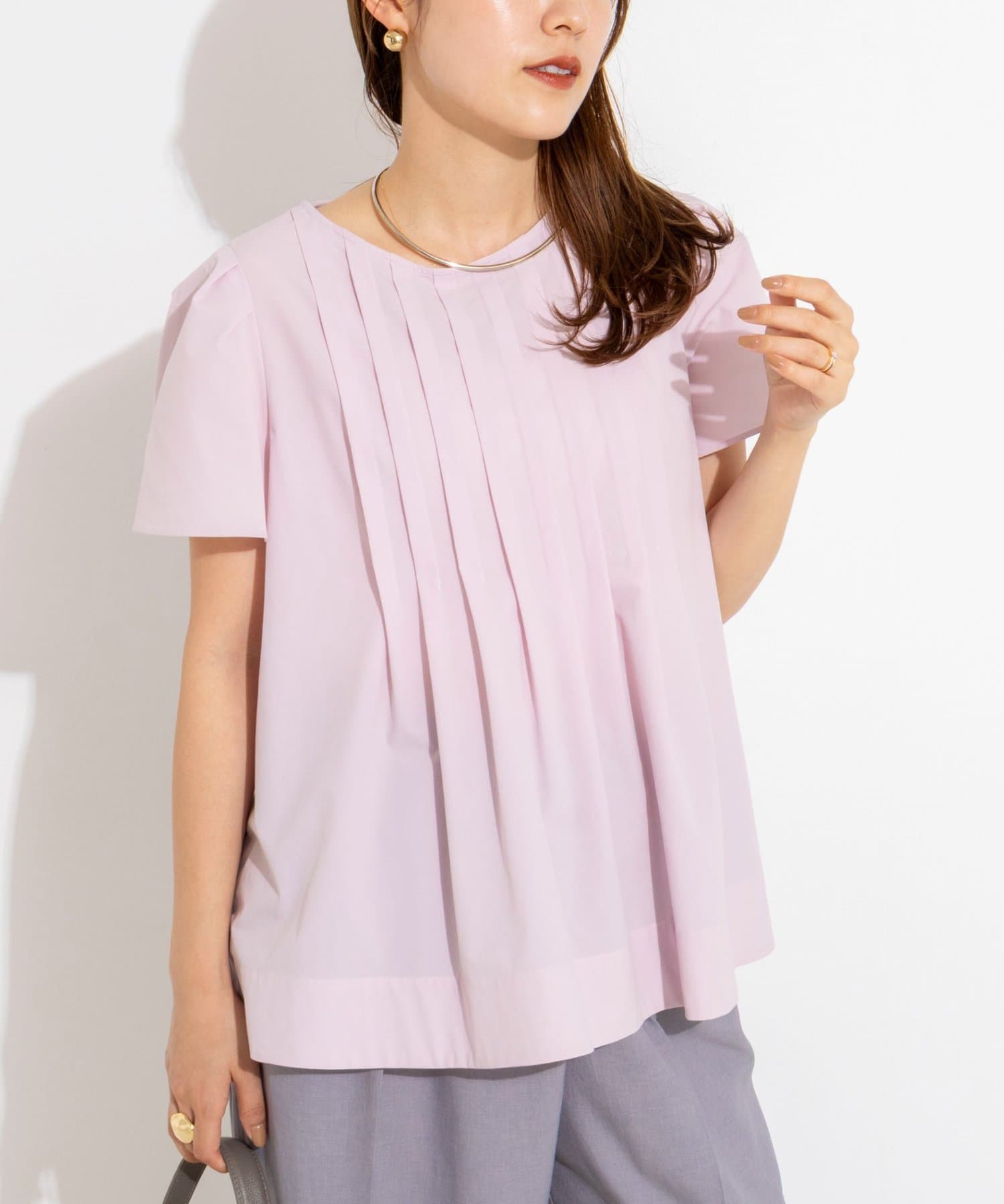 NOLLEY'S(ノーリーズ) 《セットアップ対応》ウォッシャブルアクティブストレッチタックブラウス