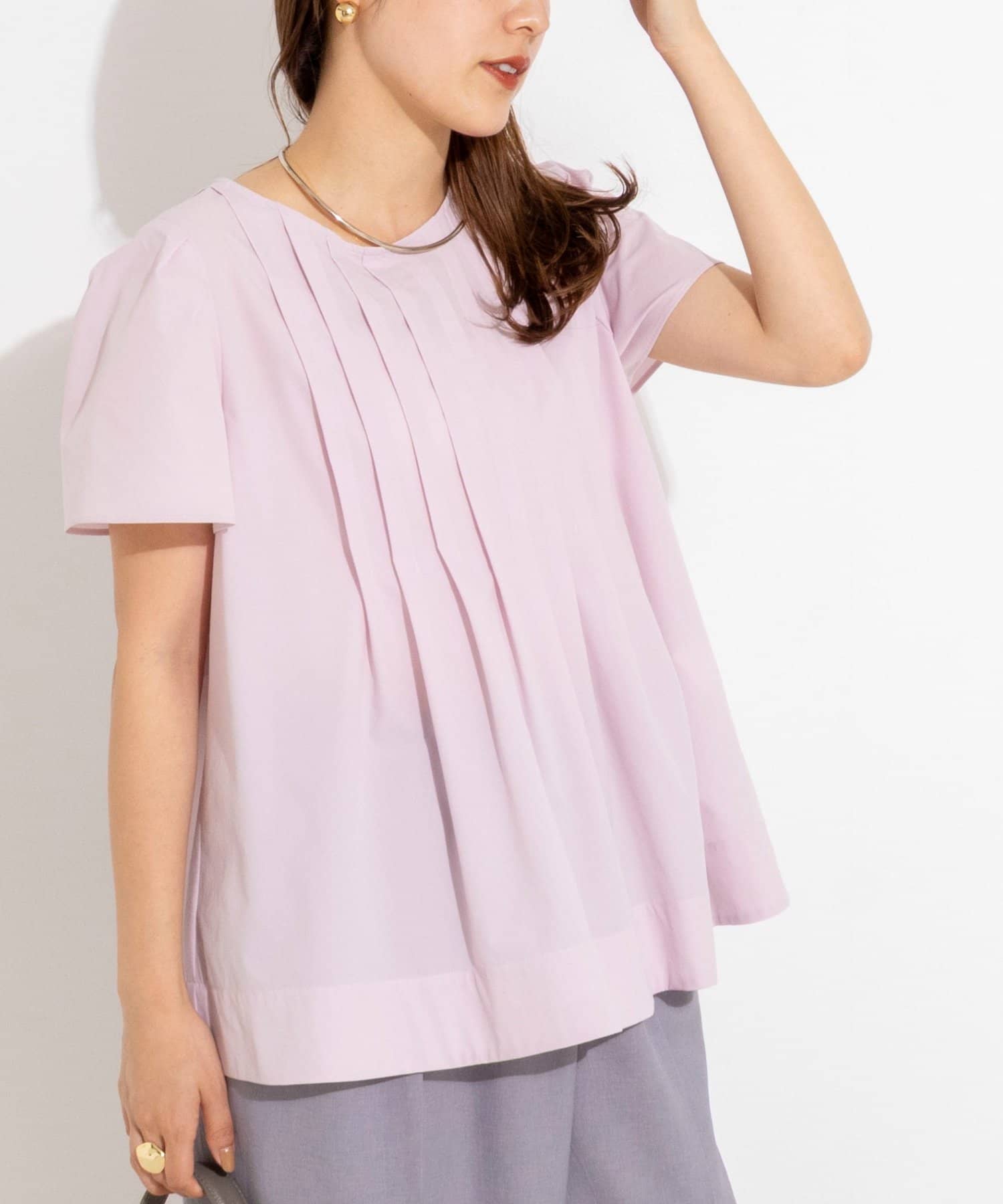 NOLLEY'S(ノーリーズ) 《セットアップ対応》ウォッシャブルアクティブストレッチタックブラウス