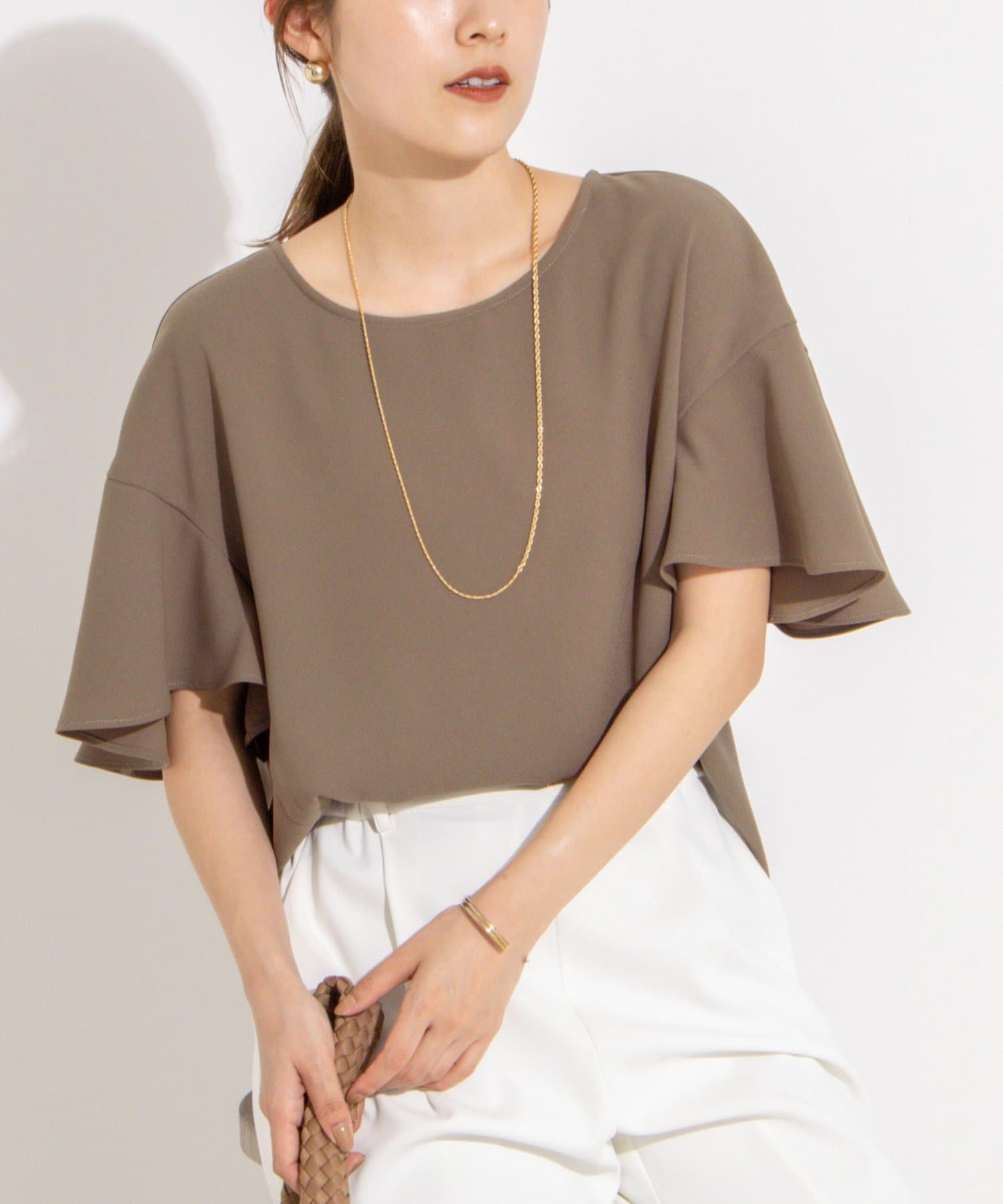 NOLLEY'S(ノーリーズ) 【WEB限定】ウォッシャブルストレッチジョーゼットラッフル袖ブラウス