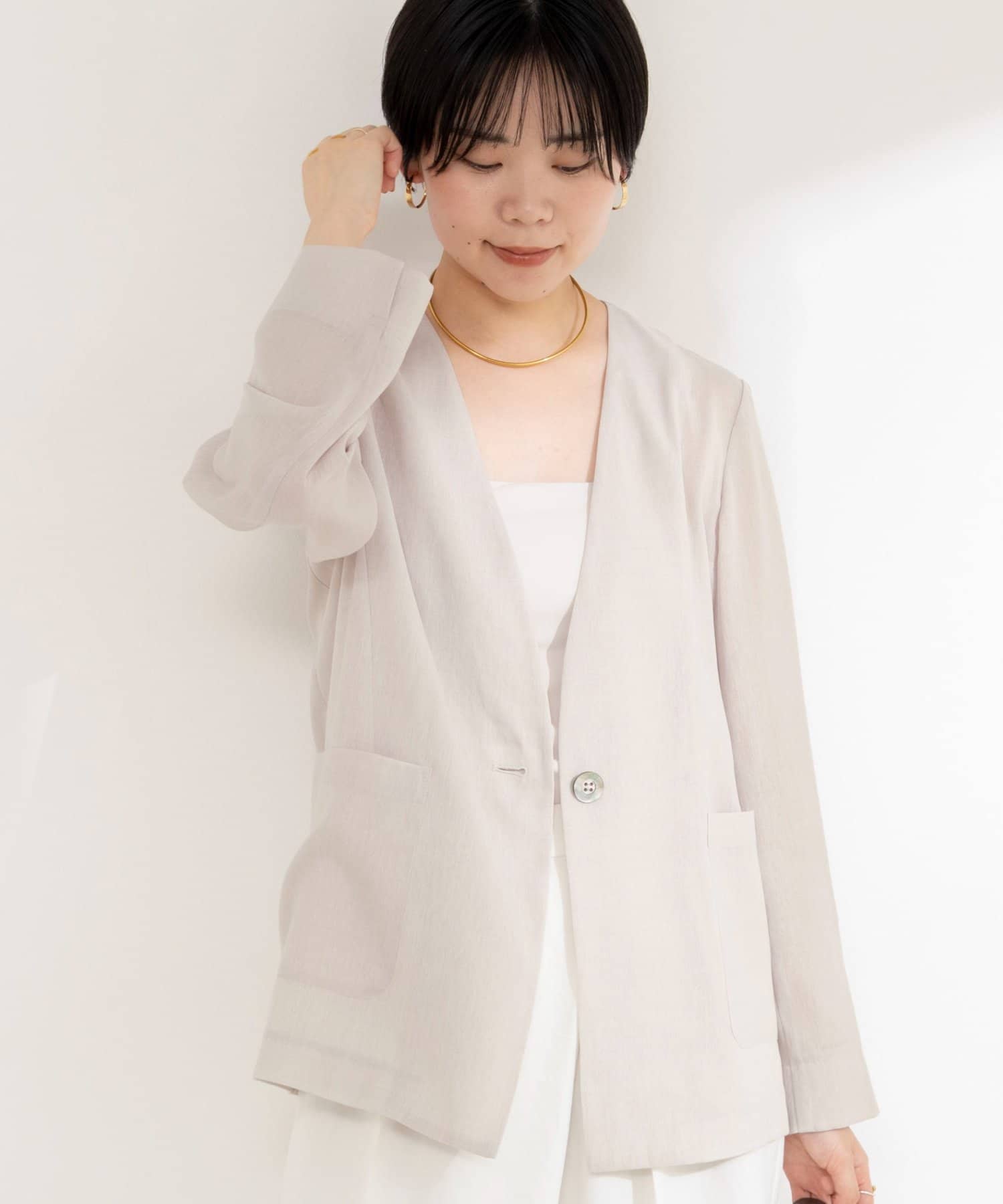 NOLLEY'S(ノーリーズ) ウォッシャブルリネンライクシアージャケット