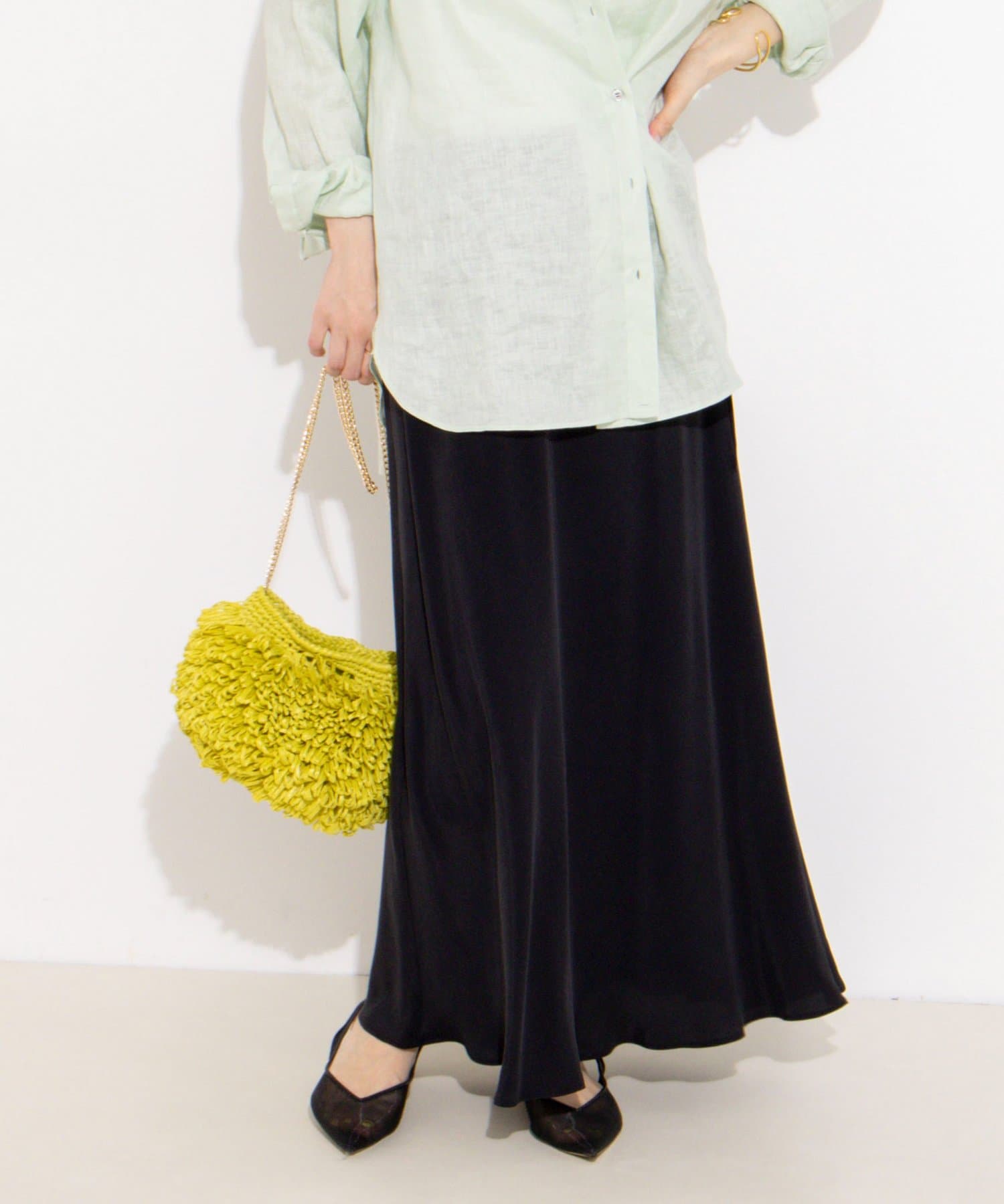 NOLLEY'S(ノーリーズ) フィブリルタフタサイドリボンバイヤススカート