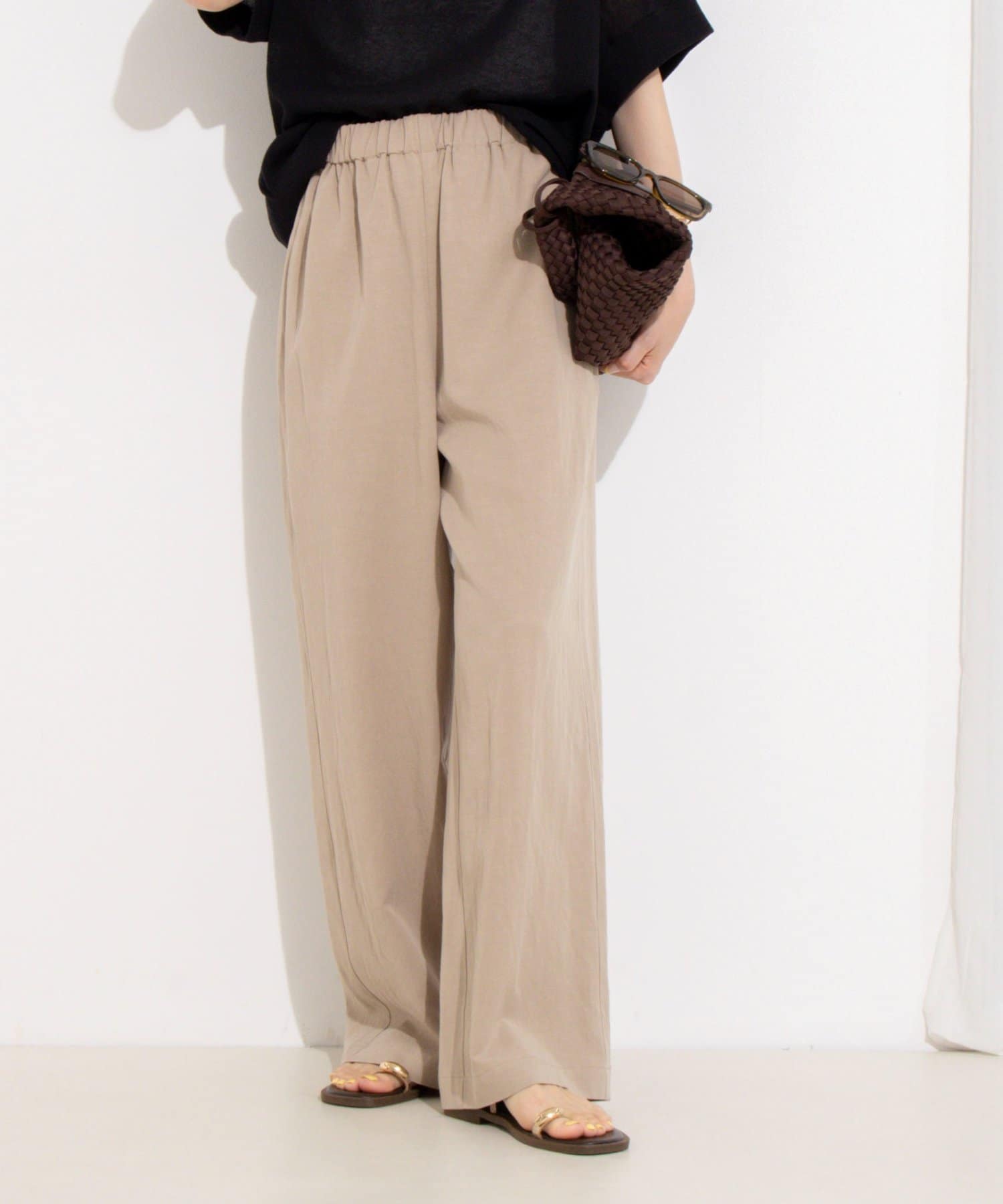 NOLLEY'S(ノーリーズ) ウォッシャブルセルロースリネンイージーパンツ