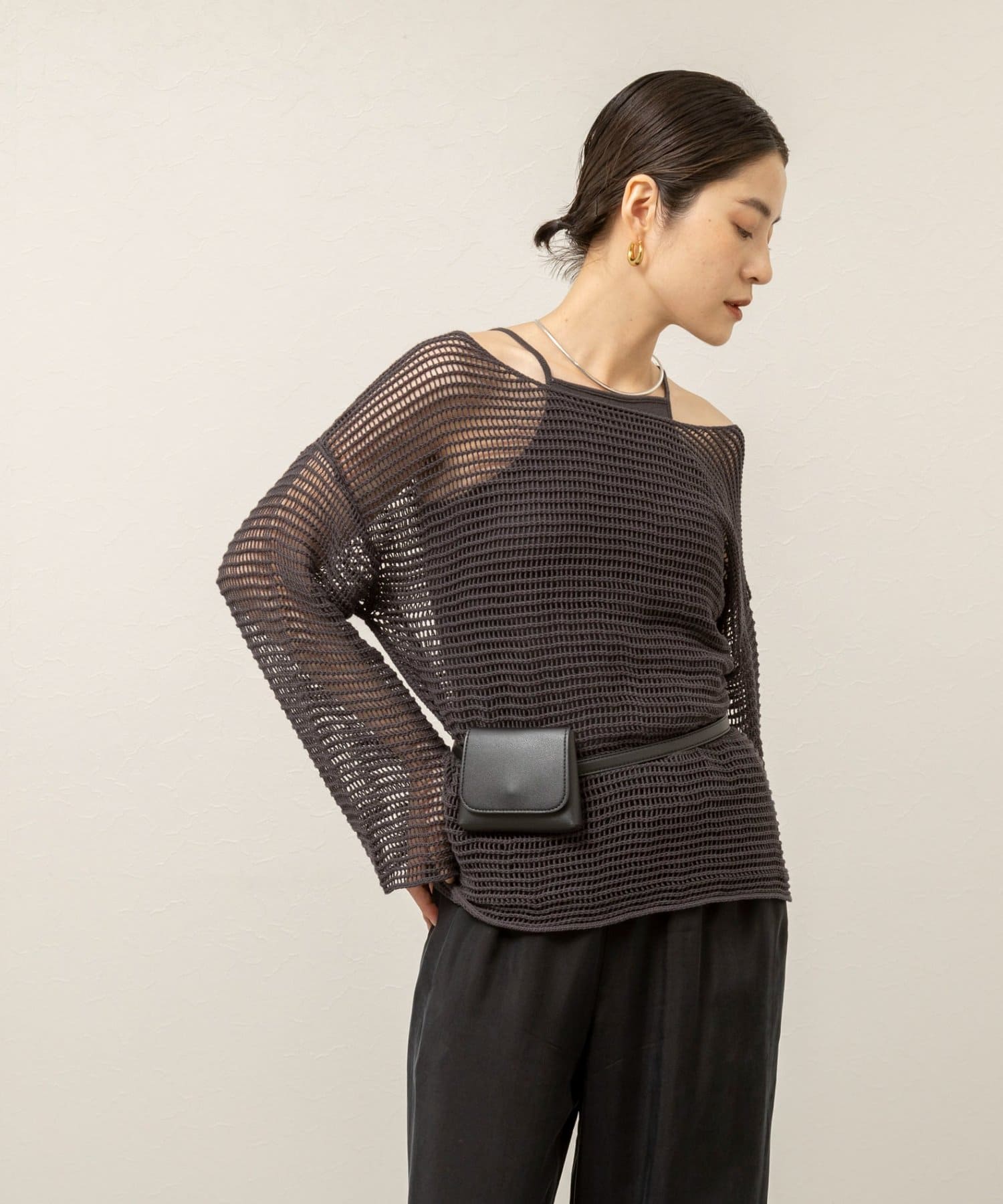 MAQWEL/マクウェル】ウォッシャブル透かし編みサマーニットプル