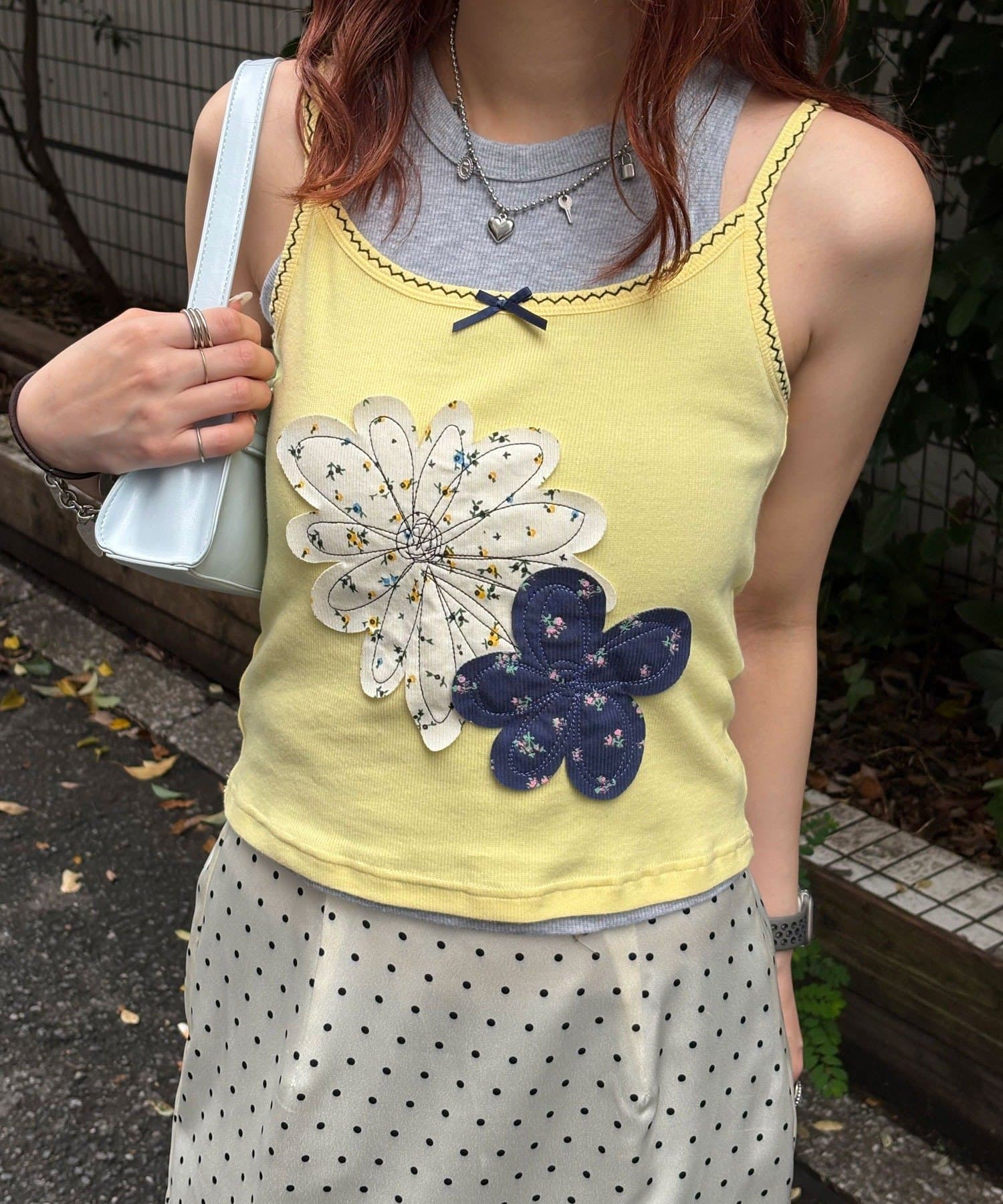 CIAOPANIC(チャオパニック) お花アップリケキャミソール