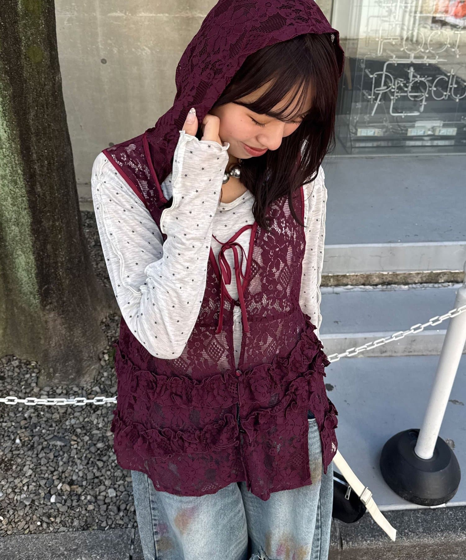 CIAOPANIC(チャオパニック) フリフリレースフードベスト