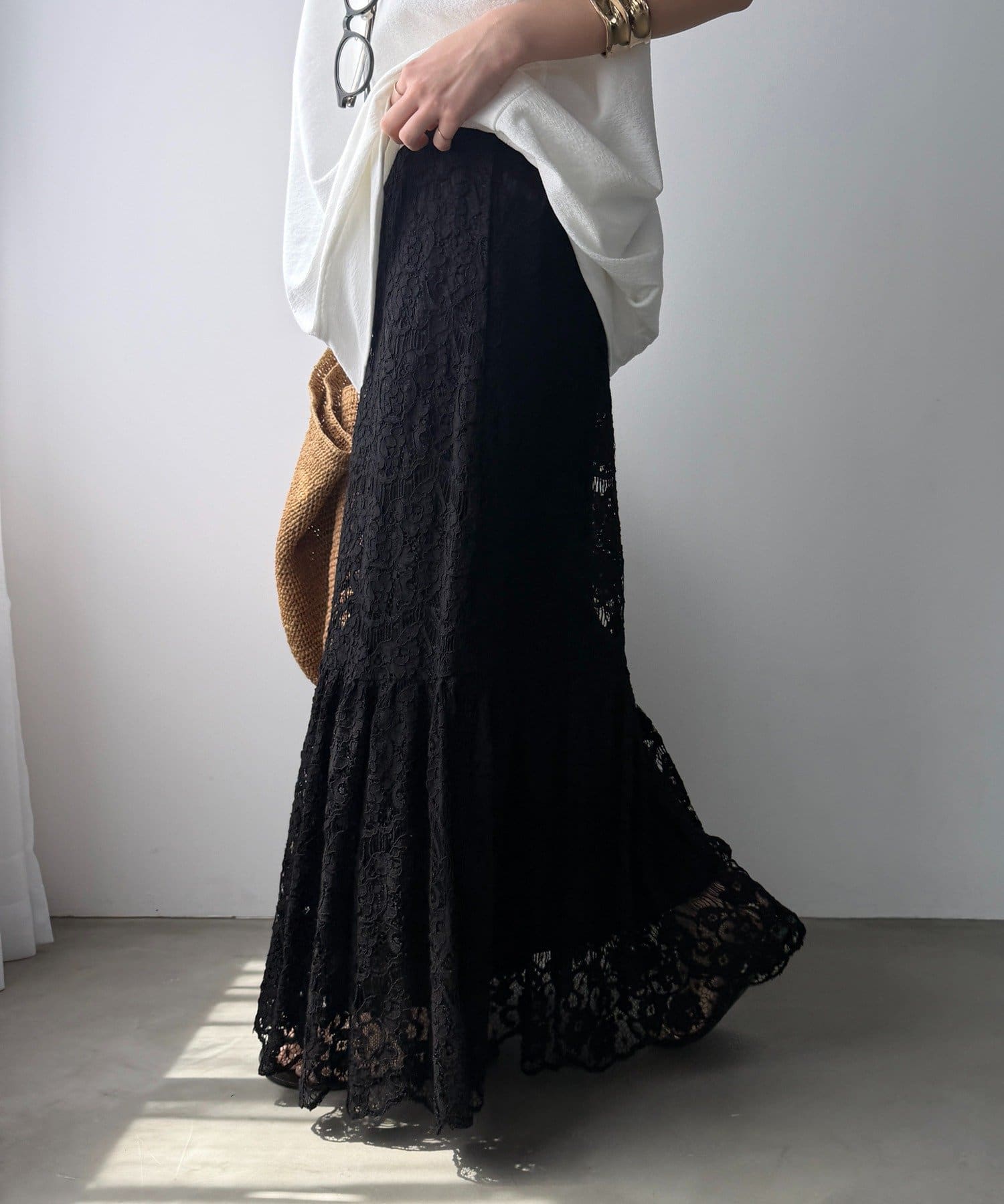 DOUDOU(ドゥドゥ) スカラレースフレアスカート