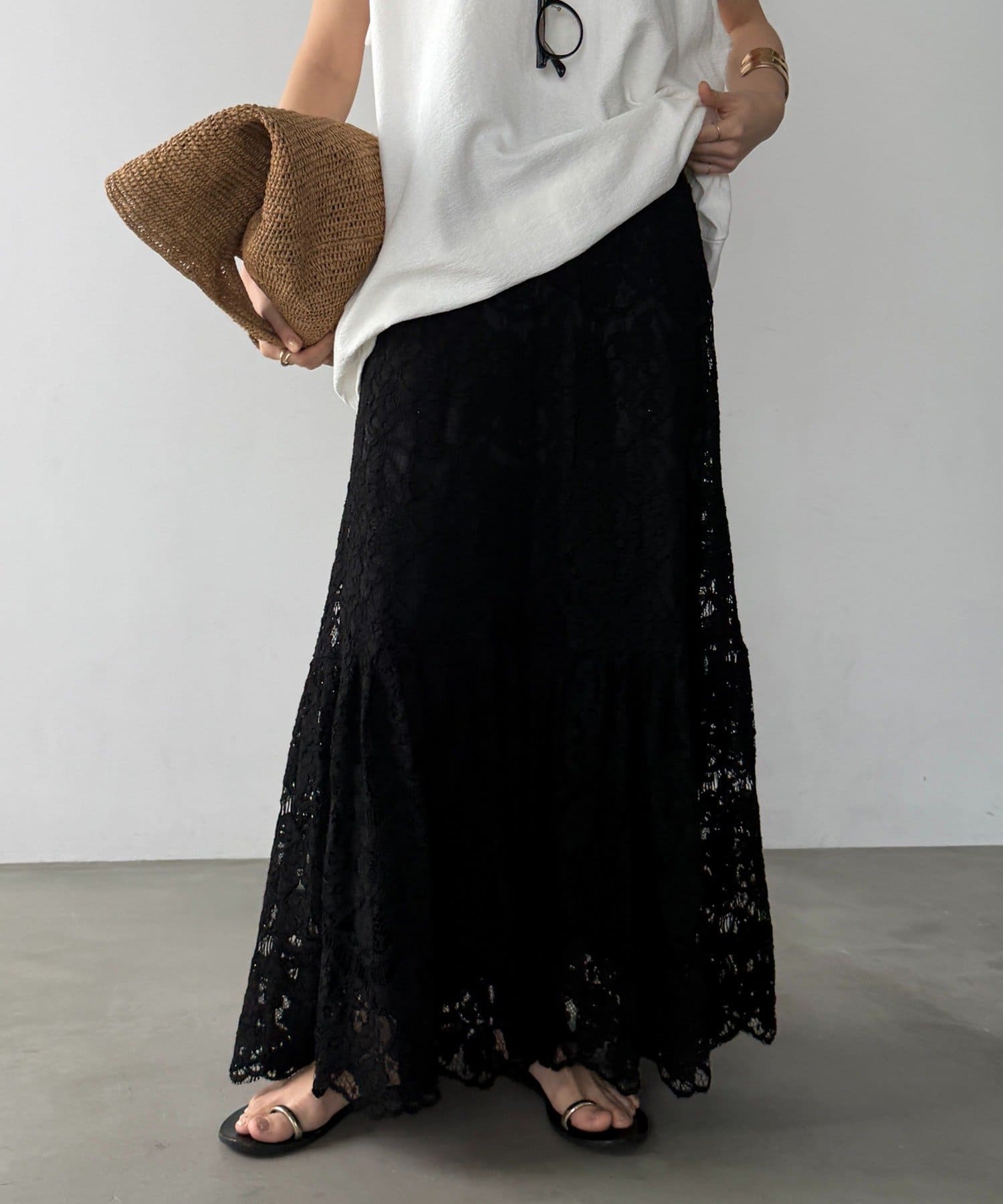 DOUDOU(ドゥドゥ) スカラレースフレアスカート