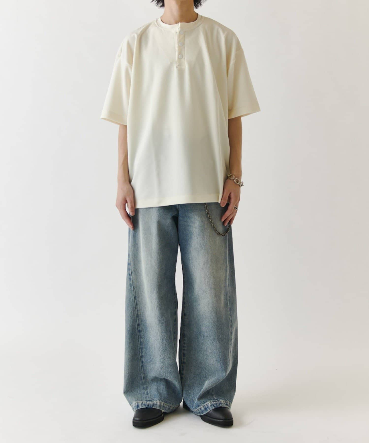 Lui's(ルイス) コードピケヘンリーネックTシャツ