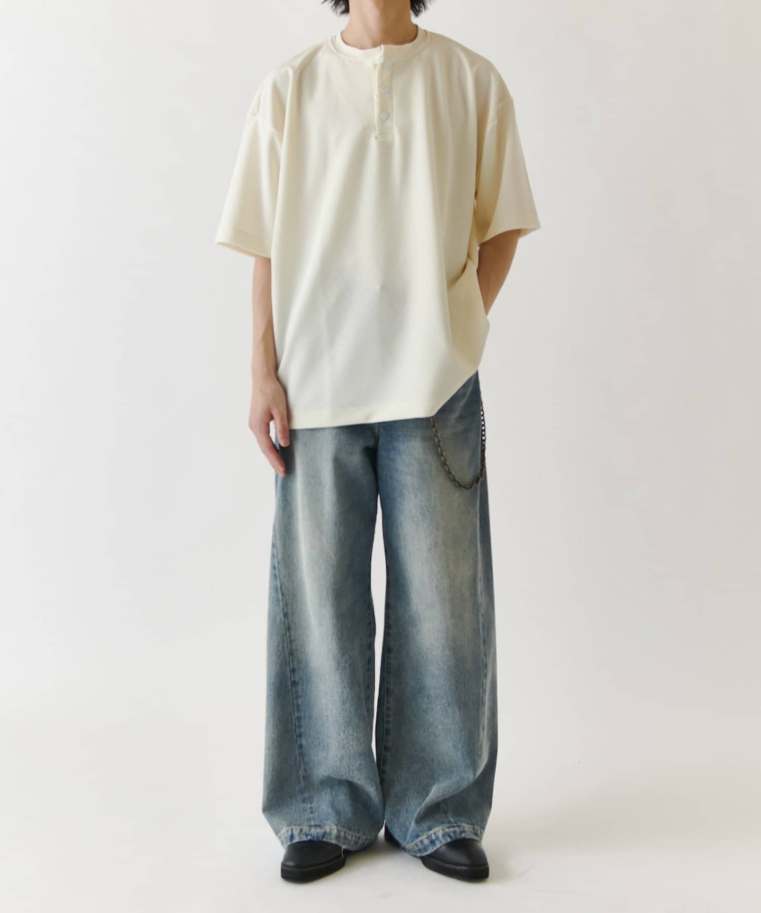 Lui's(ルイス) コードピケヘンリーネックTシャツ
