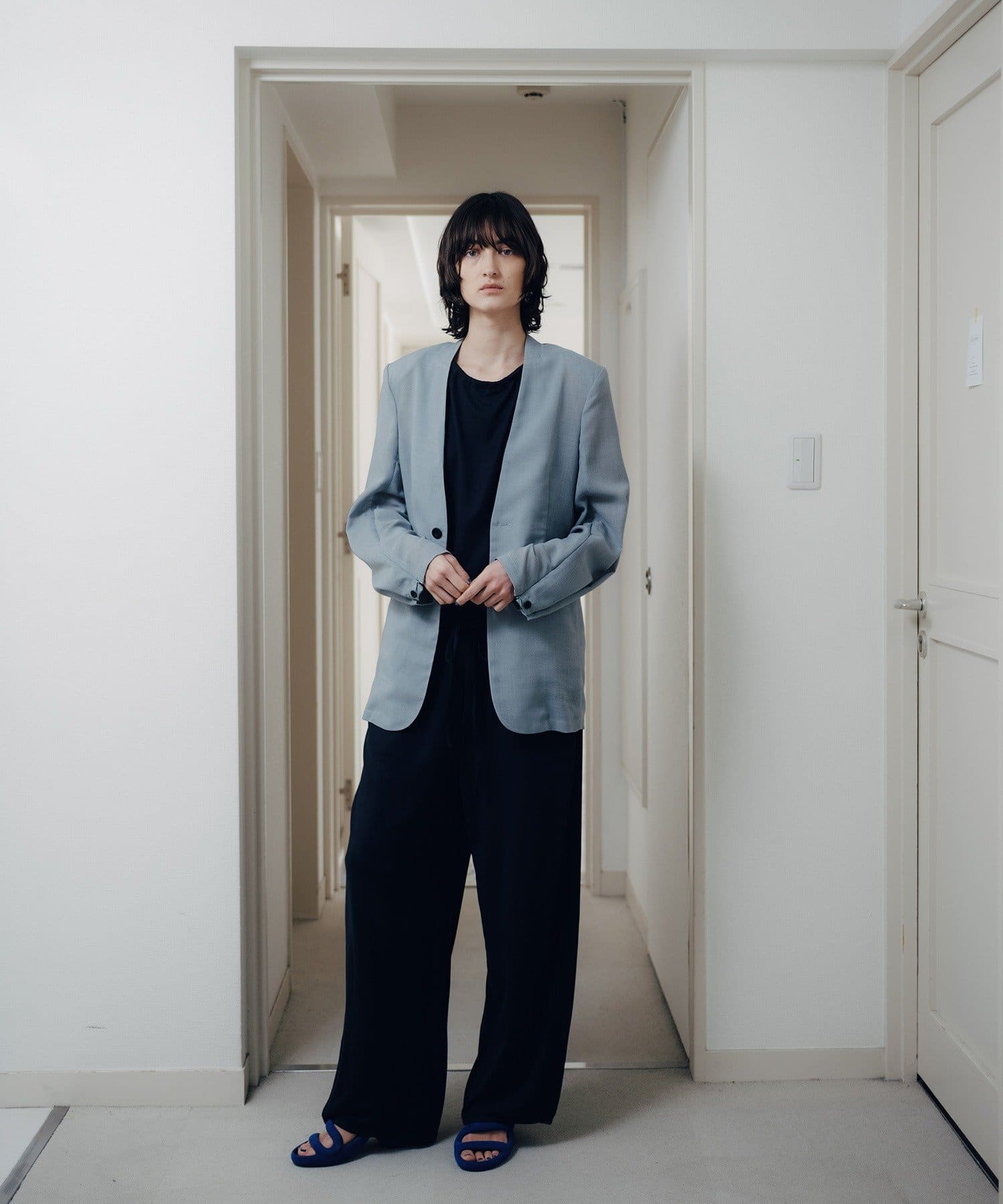 Pasterip(パセリ) Sheer  voile collarless jacket