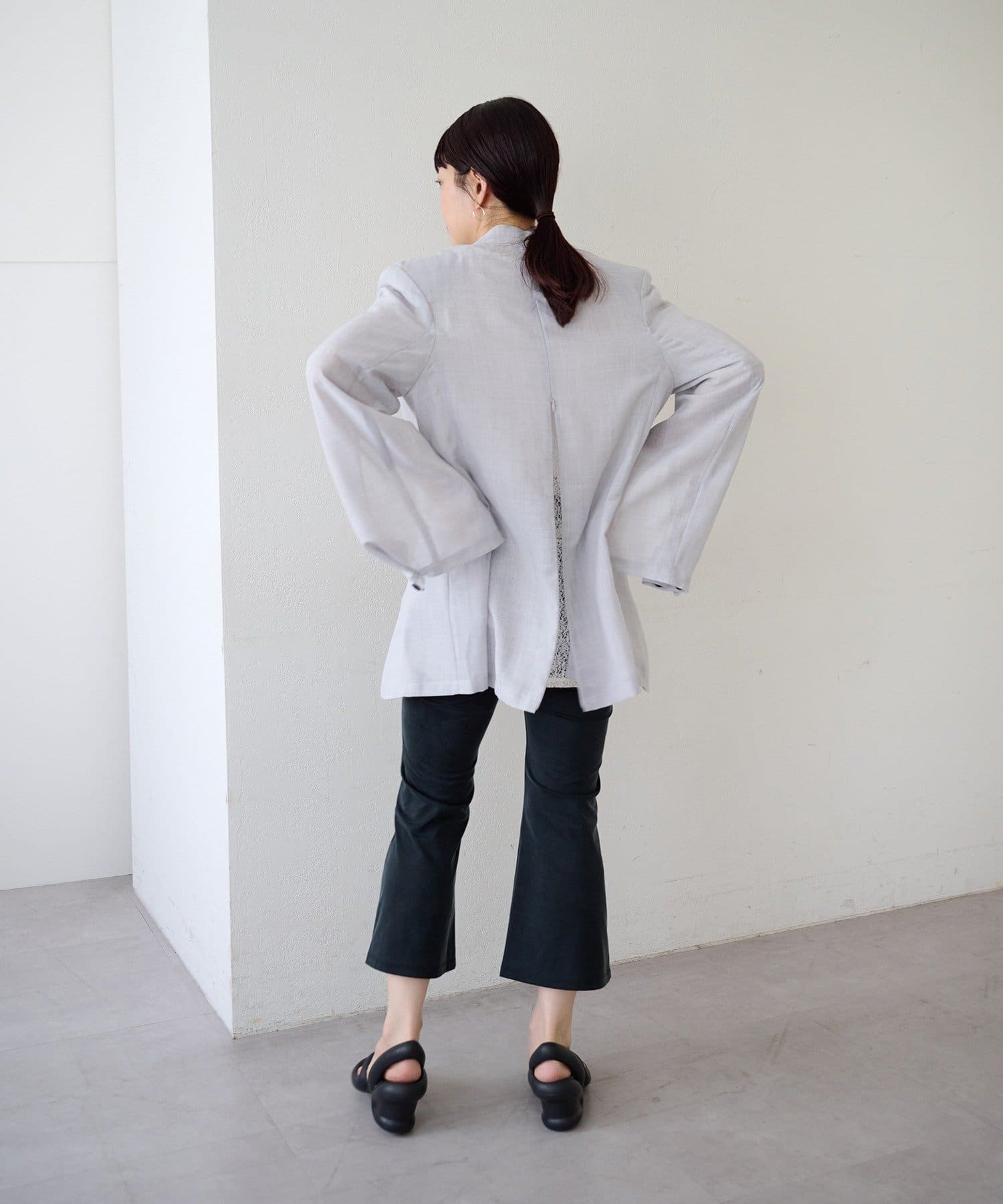 Pasterip(パセリ) Sheer  voile collarless jacket