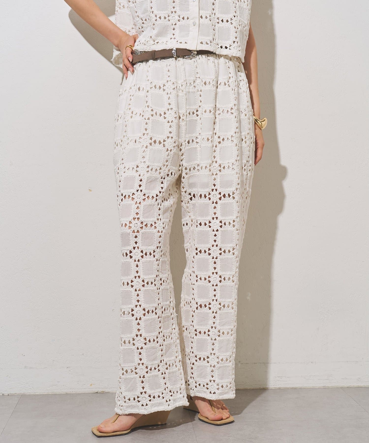 Whim Gazette(ウィム ガゼット) クロシェライクパンツ