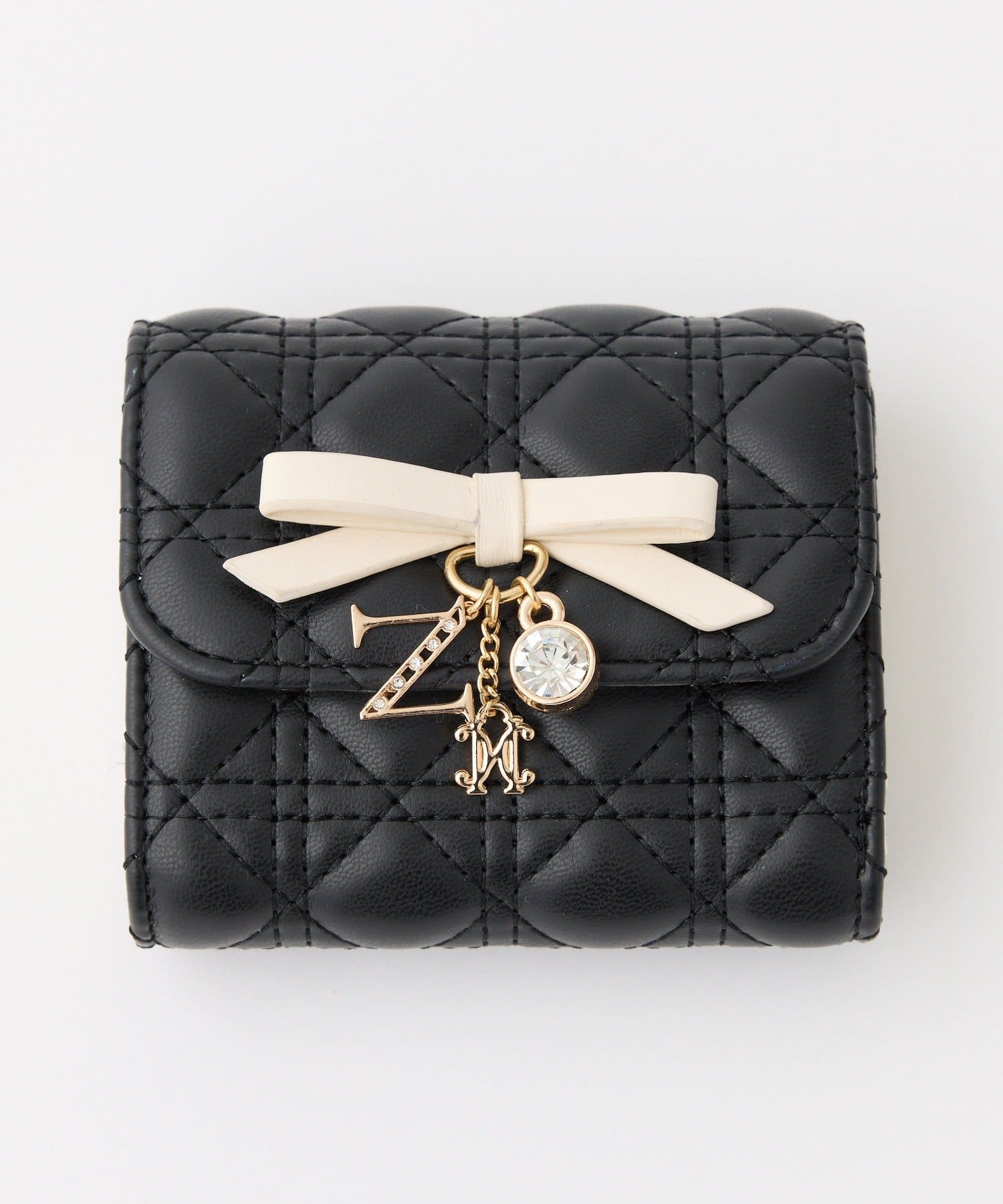 one after another NICE CLAUP(ワンアフターアナザー ナイスクラップ) 配色リボンチャーム付きウォレット