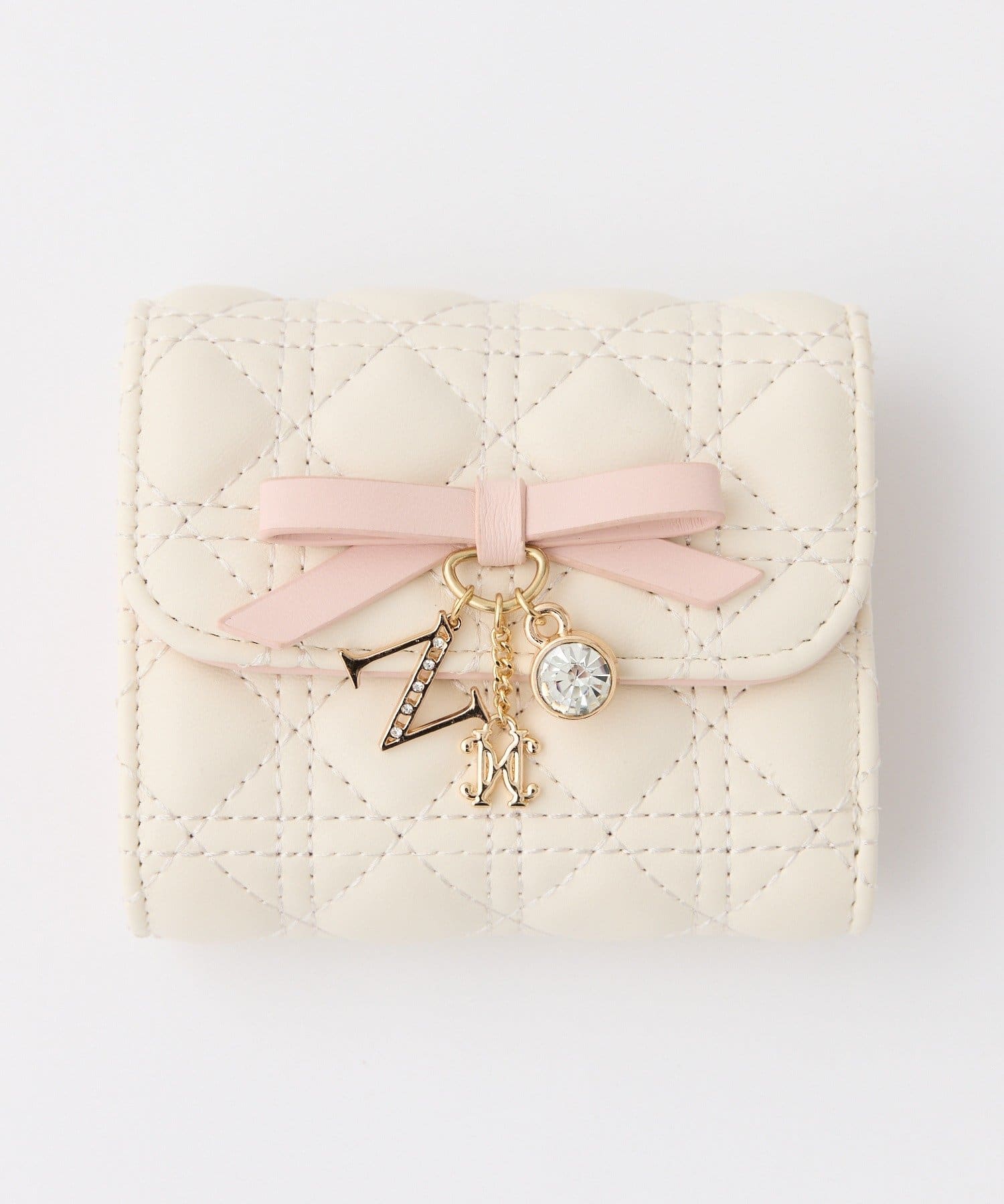 one after another NICE CLAUP(ワンアフターアナザー ナイスクラップ) 配色リボンチャーム付きウォレット