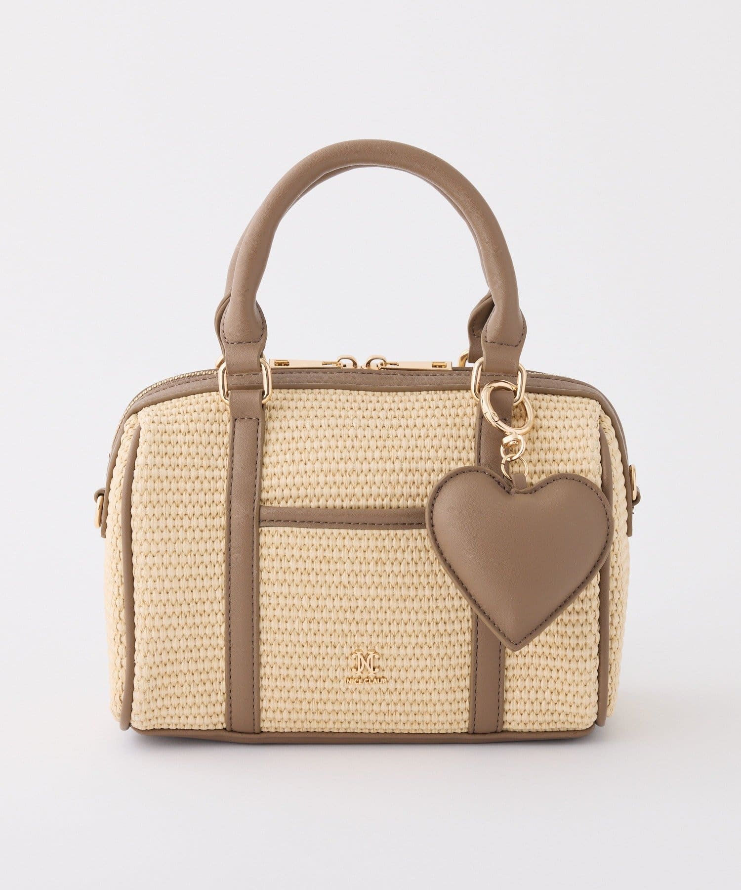 one after another NICE CLAUP(ワンアフターアナザー ナイスクラップ) ハートチャーム付き雑材ミニボストンバック