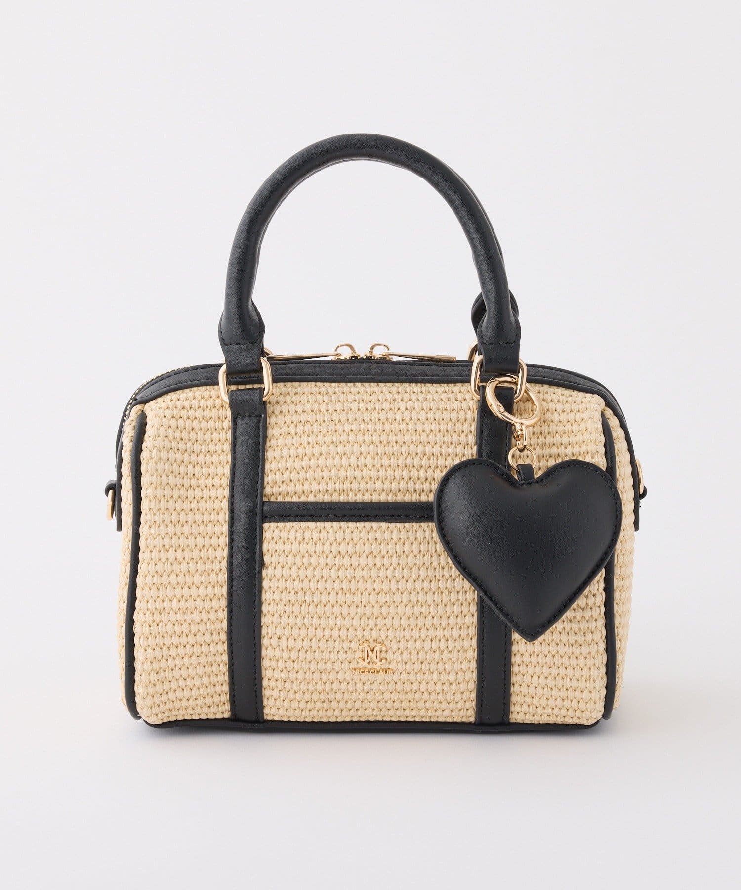 one after another NICE CLAUP(ワンアフターアナザー ナイスクラップ) ハートチャーム付き雑材ミニボストンバック