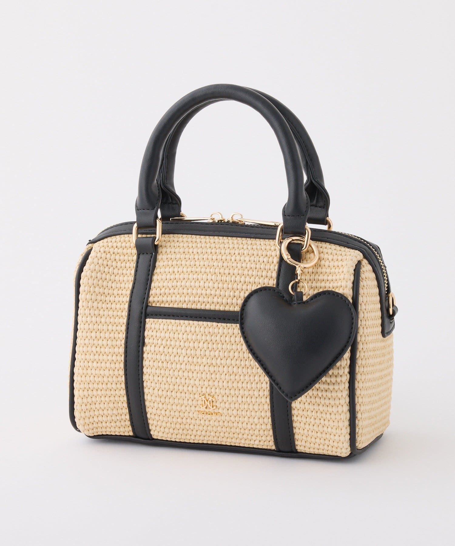 one after another NICE CLAUP(ワンアフターアナザー ナイスクラップ) ハートチャーム付き雑材ミニボストンバック