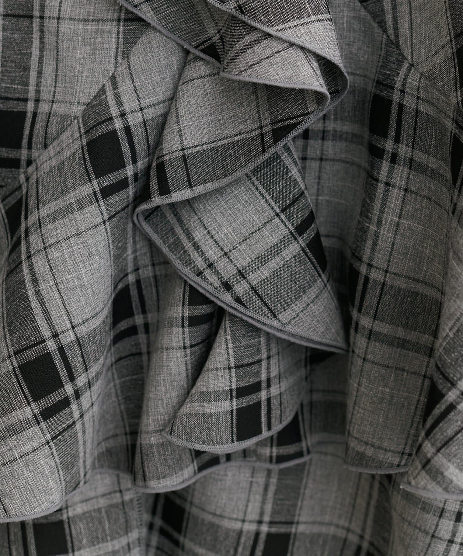 natural couture(ナチュラルクチュール) 前後２WAYチェックラッフルブラウス