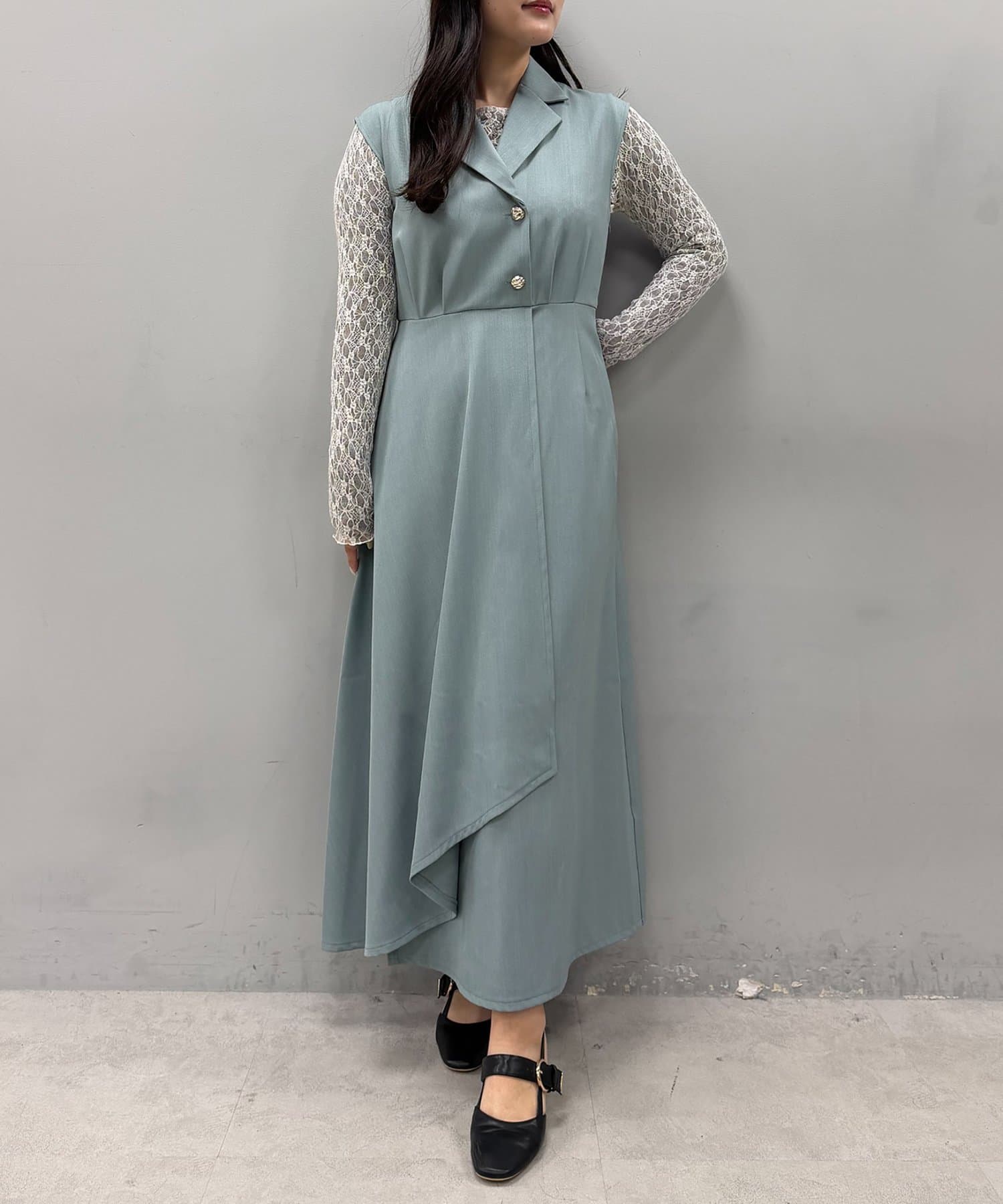 natural couture(ナチュラルクチュール) ゆったり金釦テーラーワンピース