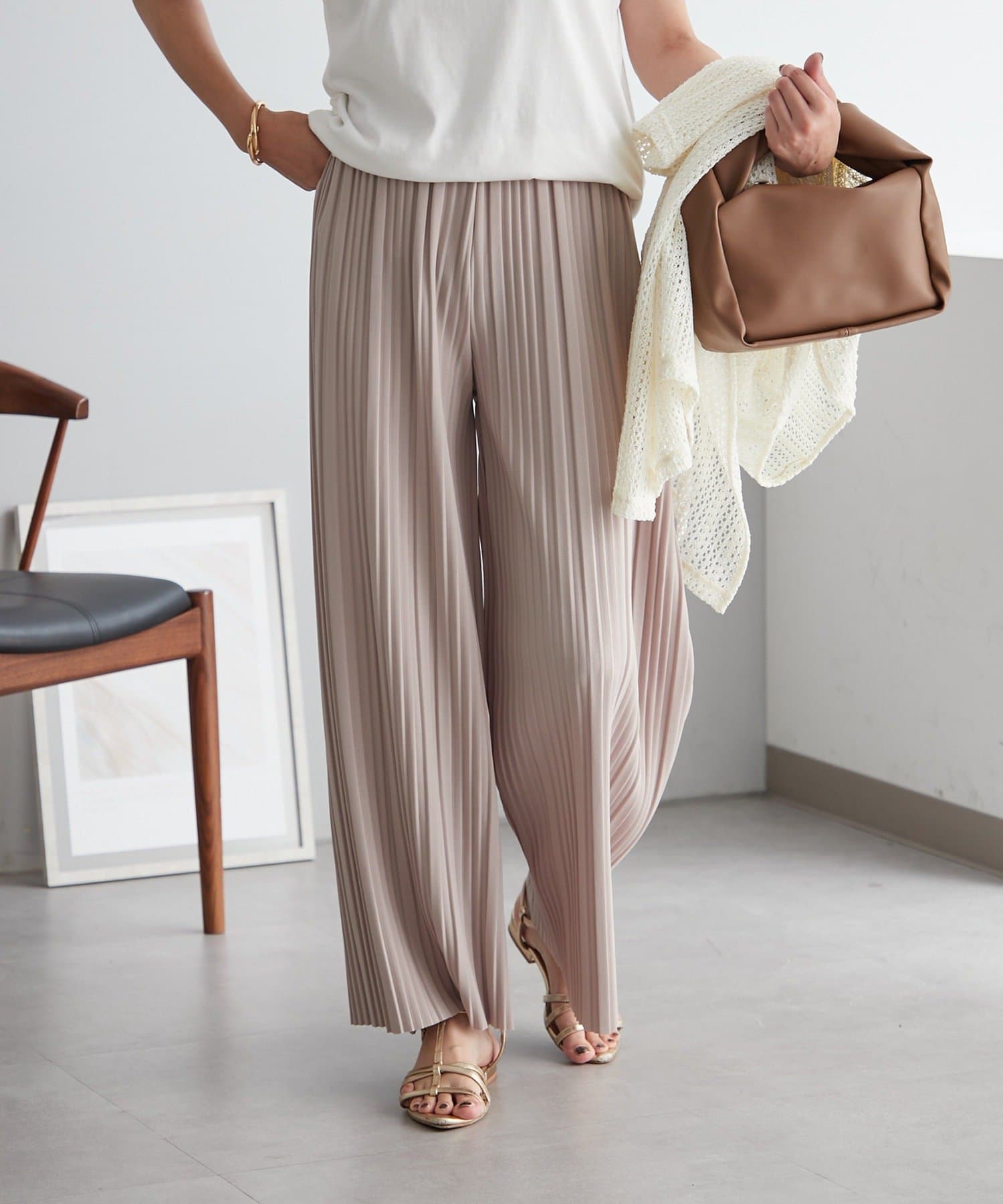 NICE CLAUP / OLIVE des OLIVE OUTLET(ナイスクラップ  / オリーブ デ オリーブ アウトレット) 【ＮＡＯ】細見えＢＯＸプリーツパンツ