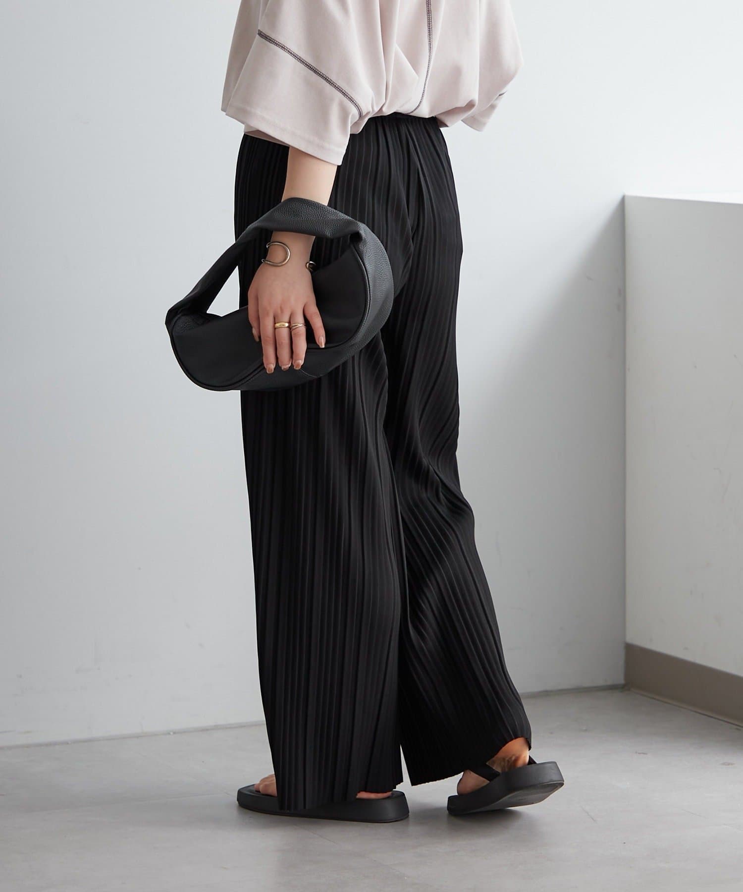 NICE CLAUP / OLIVE des OLIVE OUTLET(ナイスクラップ  / オリーブ デ オリーブ アウトレット) 【ＮＡＯ】細見えＢＯＸプリーツパンツ