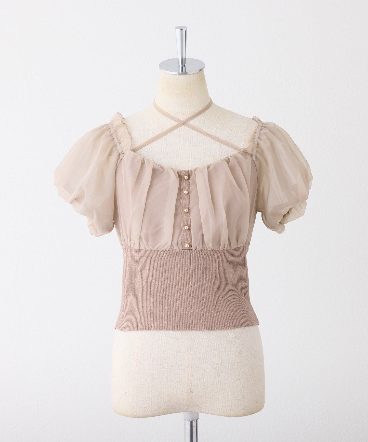 NICE CLAUP / OLIVE des OLIVE OUTLET(ナイスクラップ  / オリーブ デ オリーブ アウトレット) 【one after another】オフショルクロスリボンニット