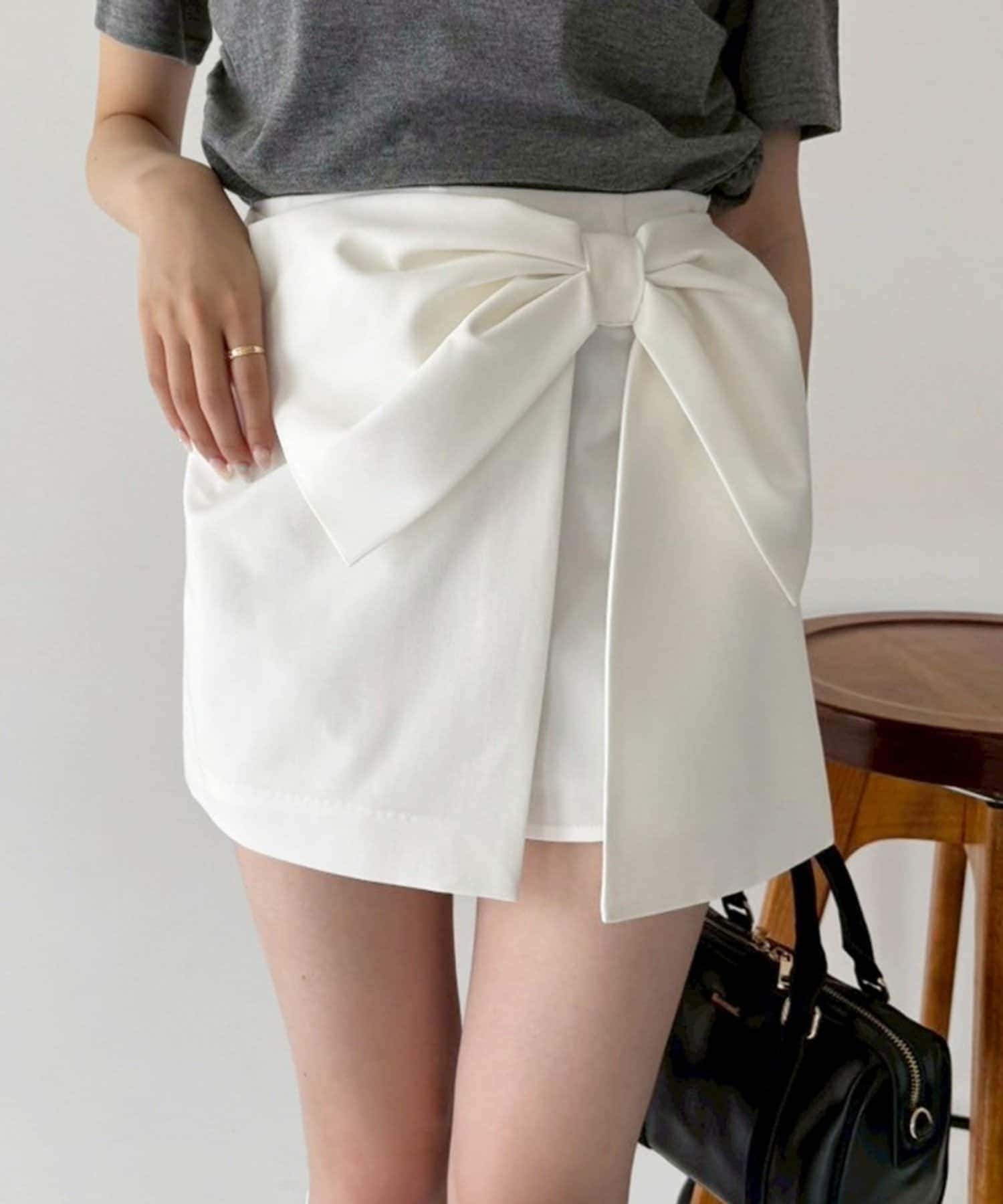 NICE CLAUP / OLIVE des OLIVE OUTLET(ナイスクラップ  / オリーブ デ オリーブ アウトレット) 【one after another】ビッグリボンミニスカート