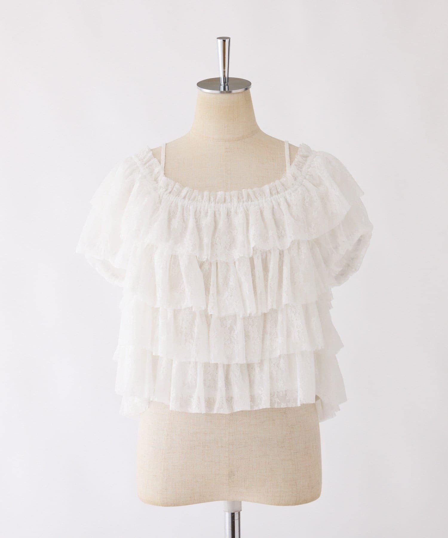 NICE CLAUP / OLIVE des OLIVE OUTLET(ナイスクラップ  / オリーブ デ オリーブ アウトレット) 【one after another】ティアードチュールブラウス