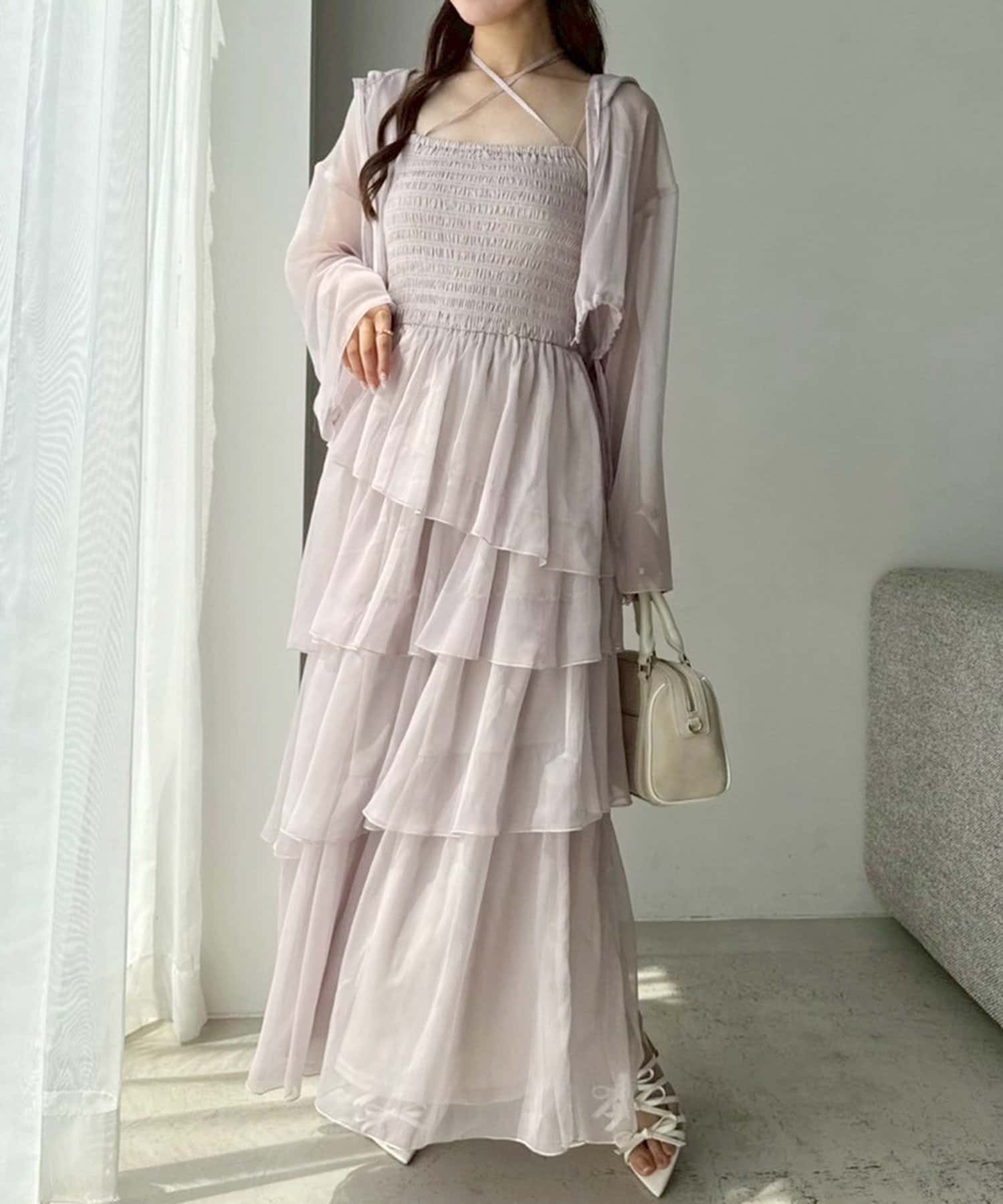 NICE CLAUP / OLIVE des OLIVE OUTLET(ナイスクラップ  / オリーブ デ オリーブ アウトレット) 【one after another】ティアードシアーロングワンピ