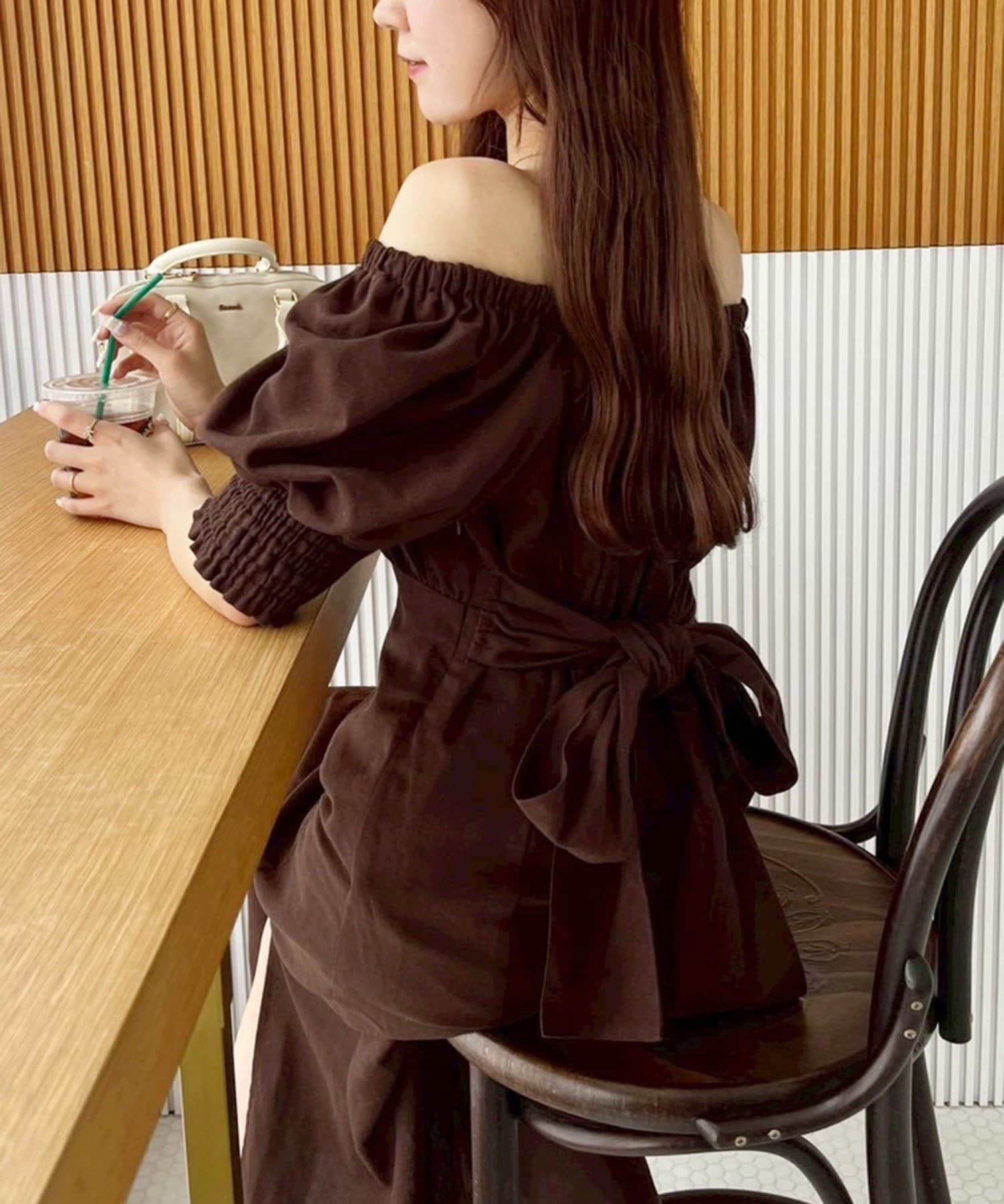 NICE CLAUP / OLIVE des OLIVE OUTLET(ナイスクラップ  / オリーブ デ オリーブ アウトレット) 【one after another】バックリボンワンピ