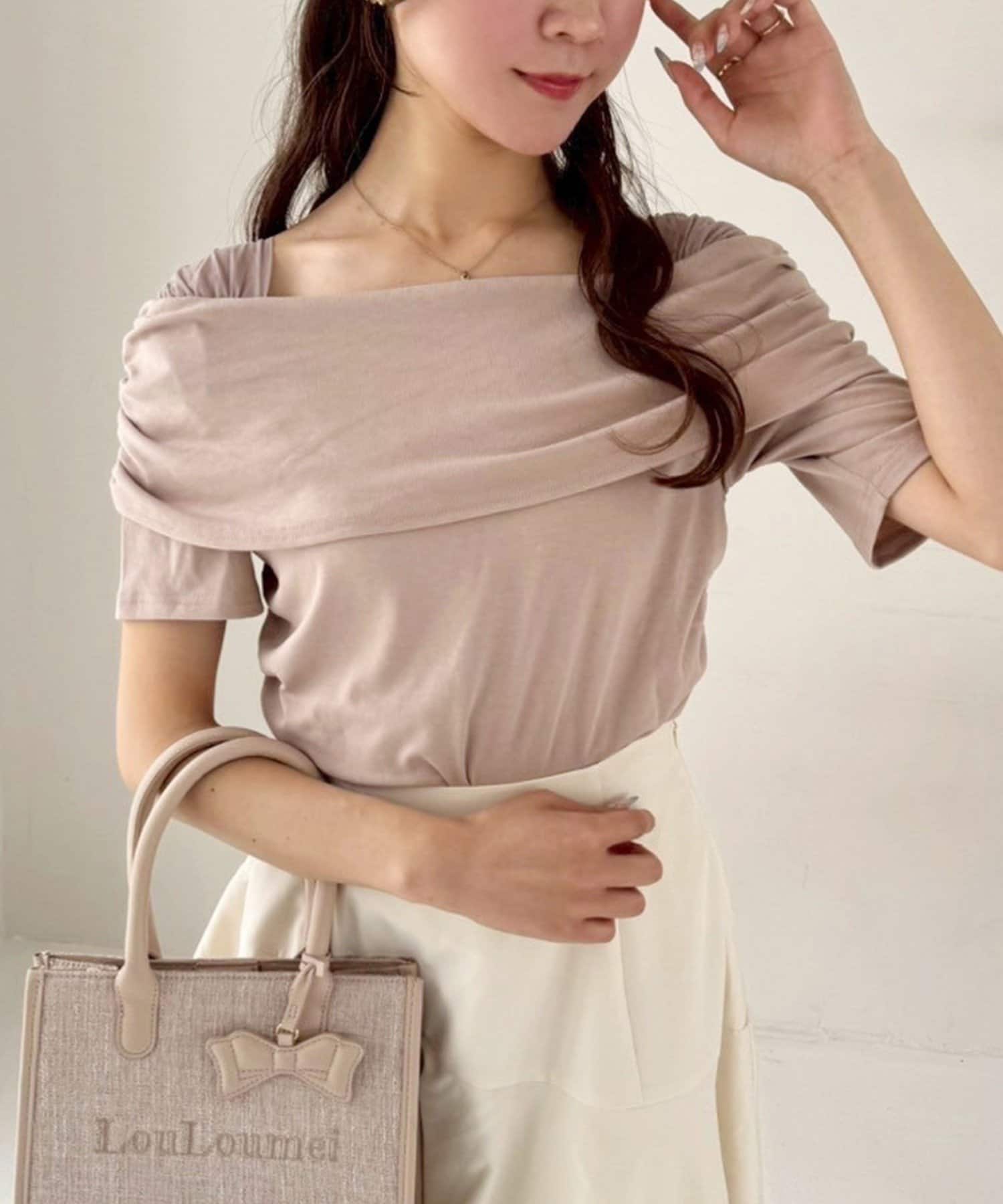 NICE CLAUP / OLIVE des OLIVE OUTLET(ナイスクラップ  / オリーブ デ オリーブ アウトレット) 【one after another】オフショル半袖