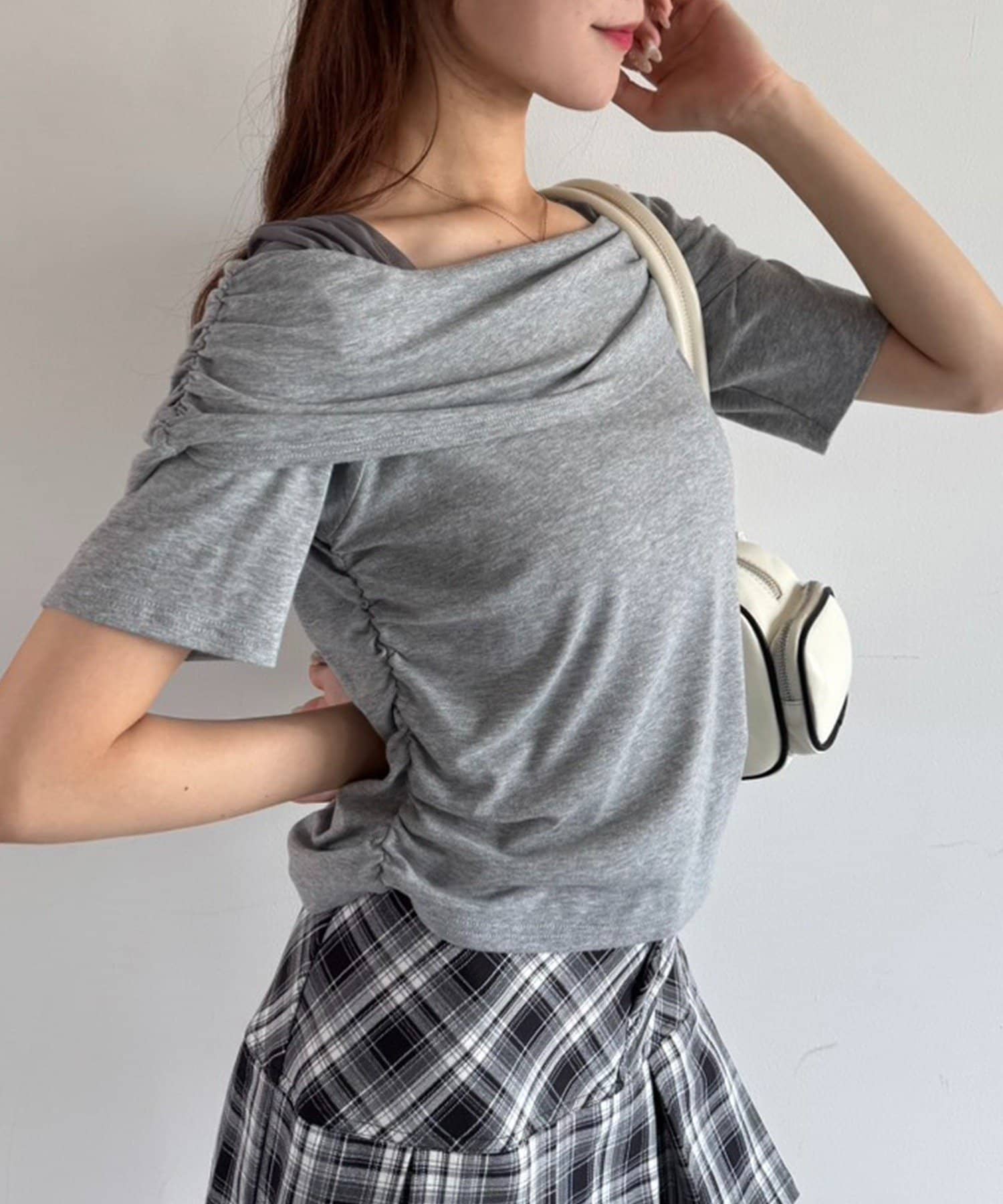 NICE CLAUP / OLIVE des OLIVE OUTLET(ナイスクラップ  / オリーブ デ オリーブ アウトレット) 【one after another】オフショル半袖