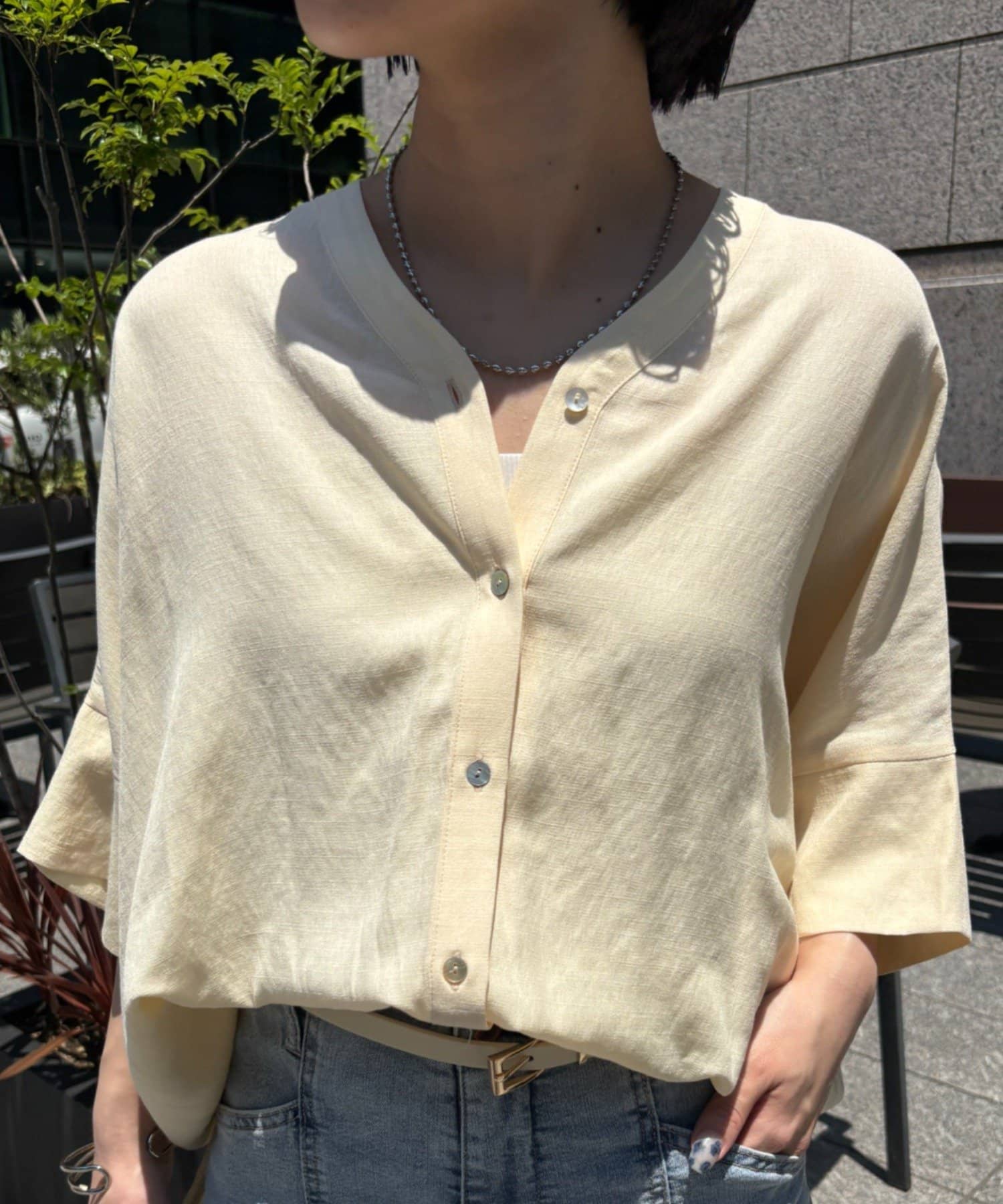 Jena　espace merveilleux(ジェナ　エスパスメルヴェイユ) リネンライクシャツ