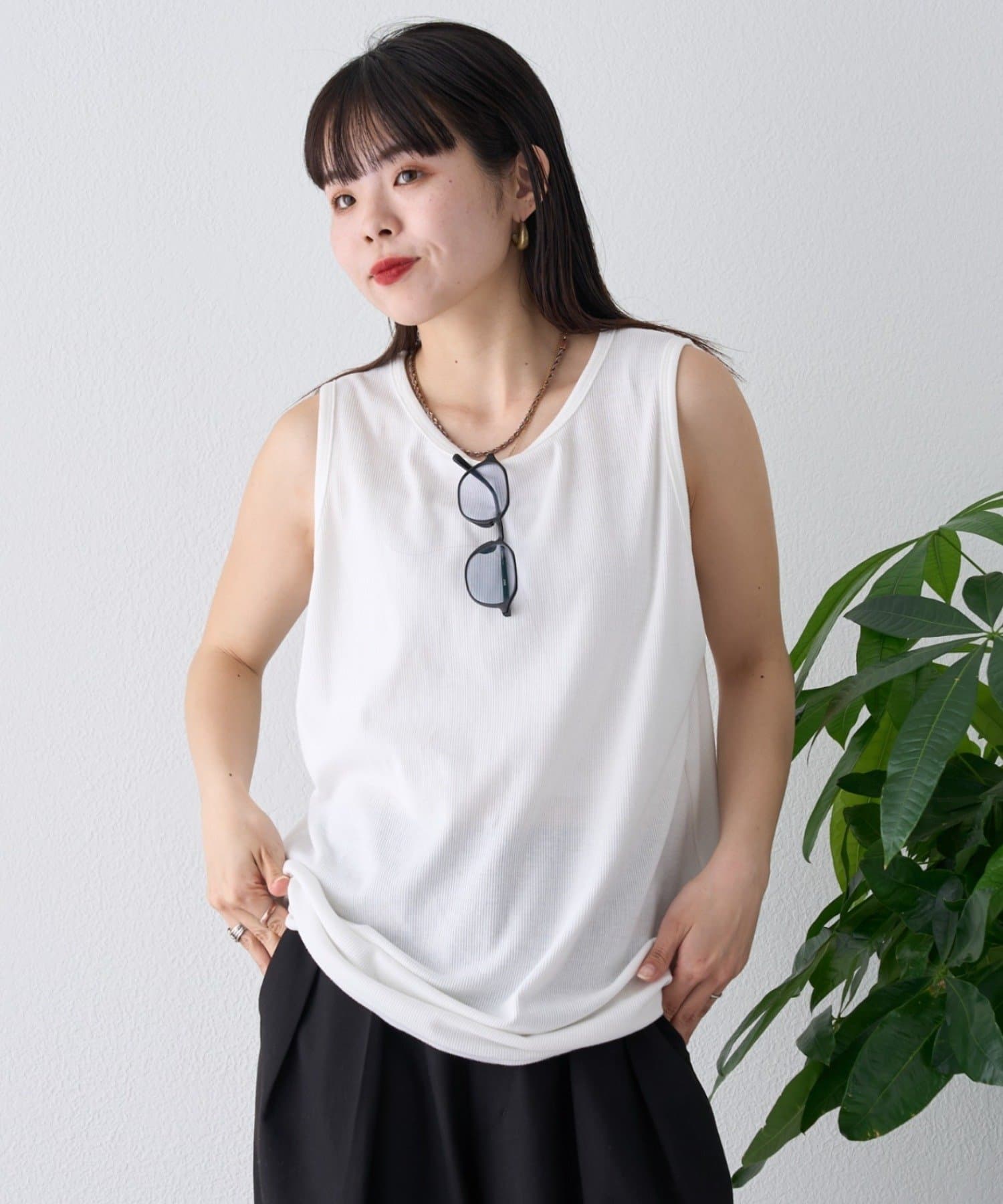 CIAOPANIC TYPY(チャオパニックティピー) 【ユニセックス】接触冷感テレコリブノースリーブタンクトップ